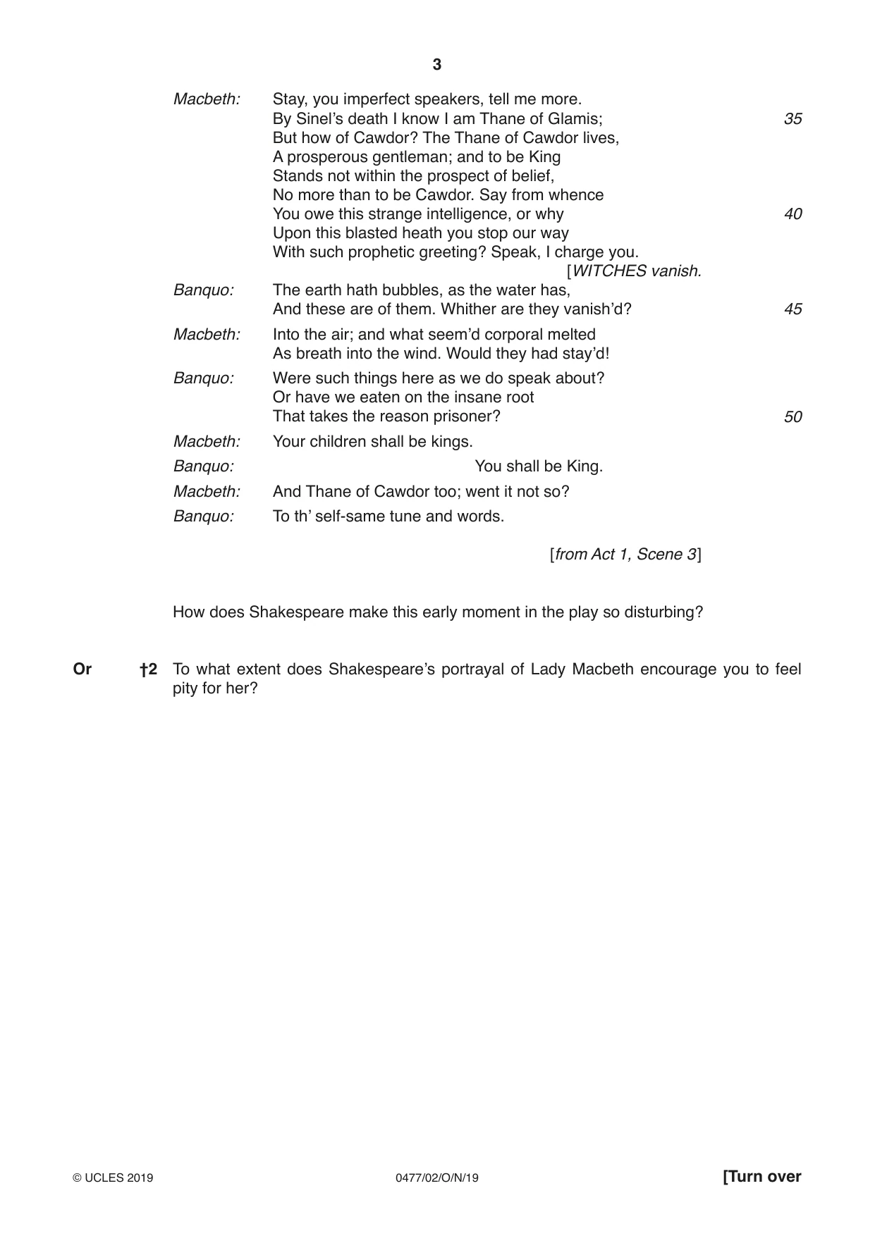 Cambridge IGCSE English - Literature (9-1) (UK only) 0477 2019 Oct/Nov Paper 2 · Variant 0 question paper, page 3 of 12