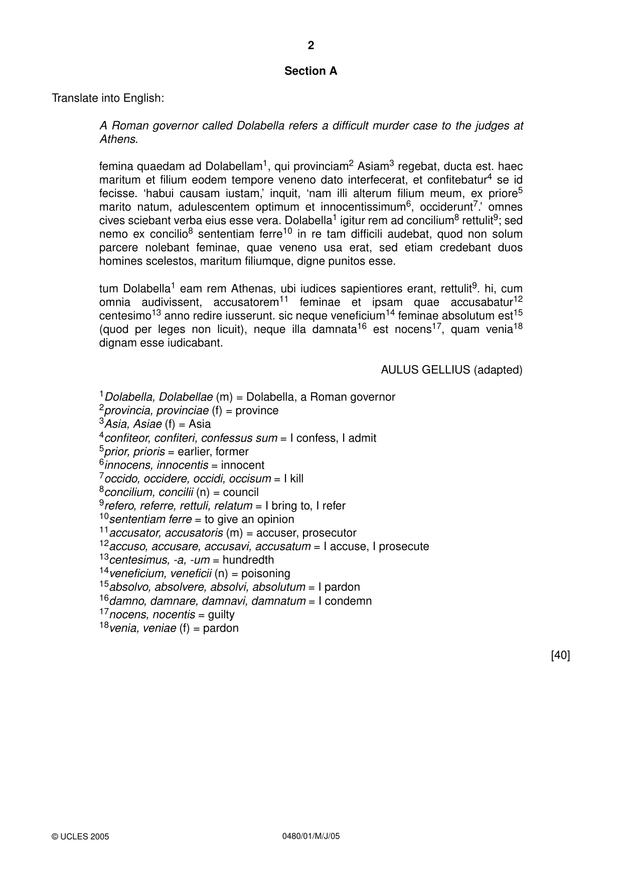 Cambridge IGCSE Latin 0480 2005 May/June Paper 1 · Variant 1 question paper, page 2 of 8