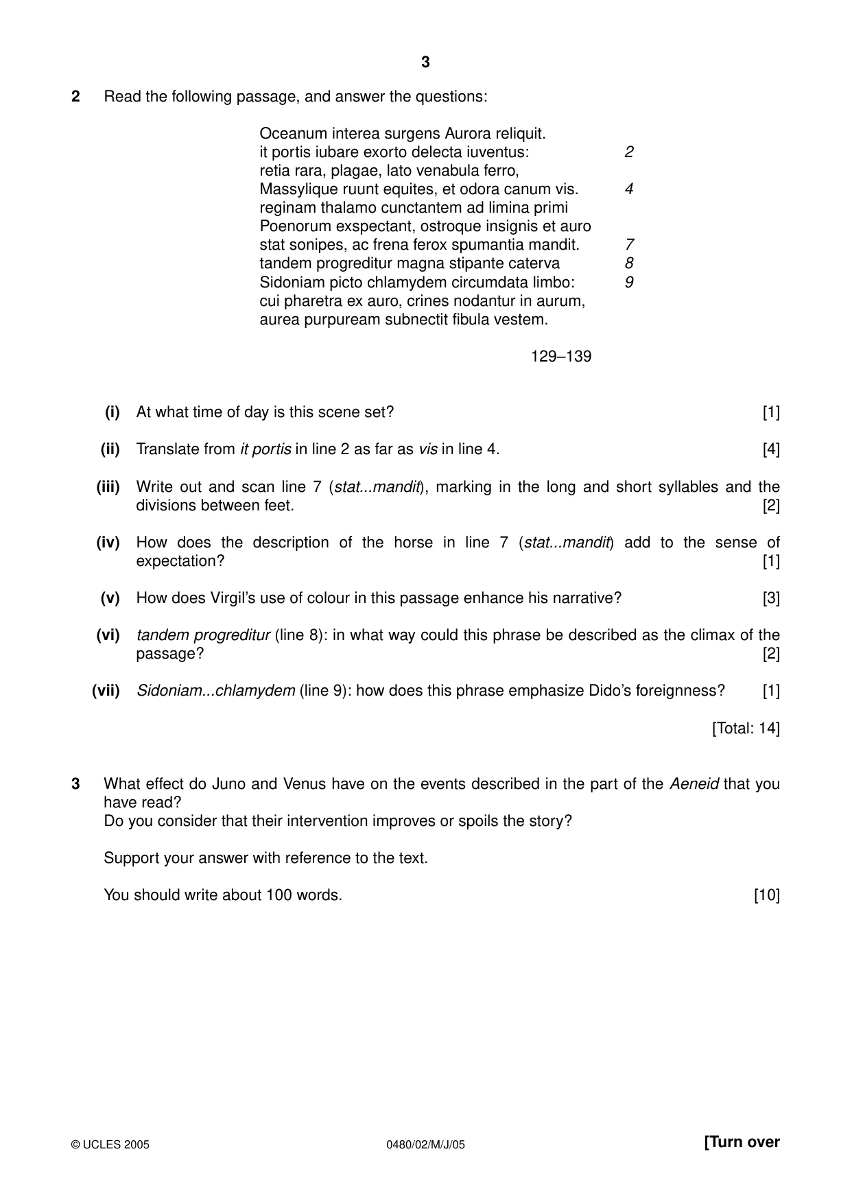 Cambridge IGCSE Latin 0480 2005 May/June Paper 2 · Variant 1 question paper, page 3 of 8