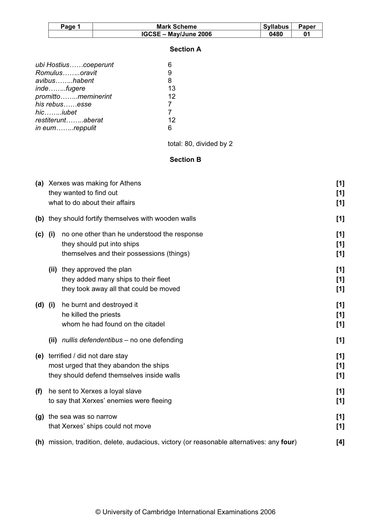 Mark scheme, page 2 of 2