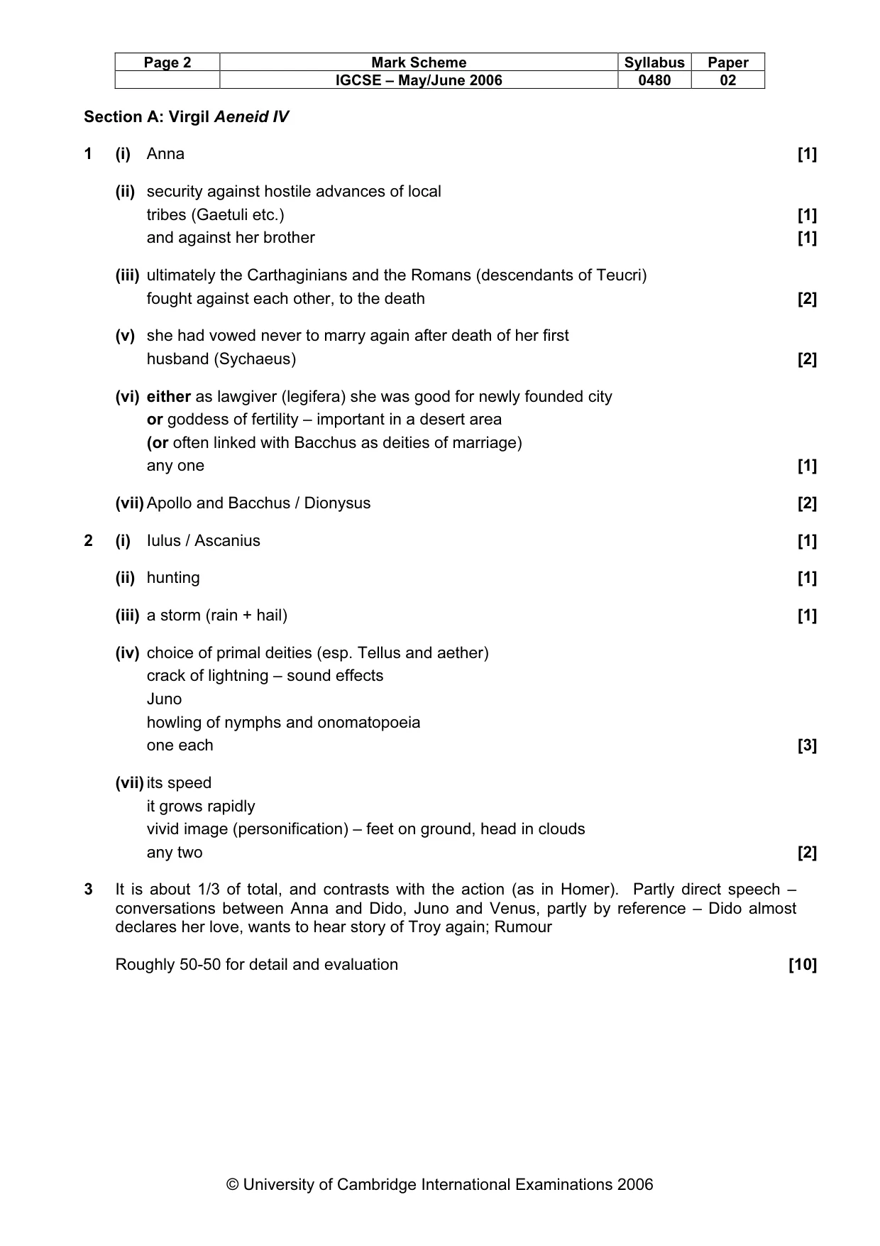 Mark scheme, page 2 of 3