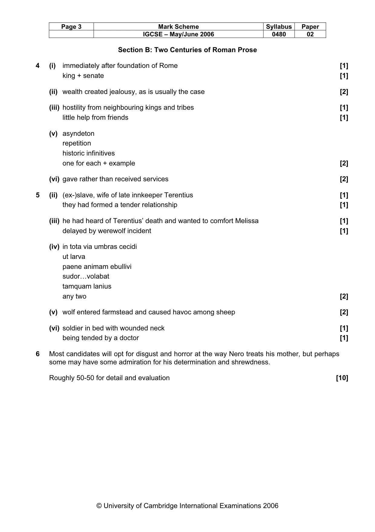 Mark scheme, page 3 of 3