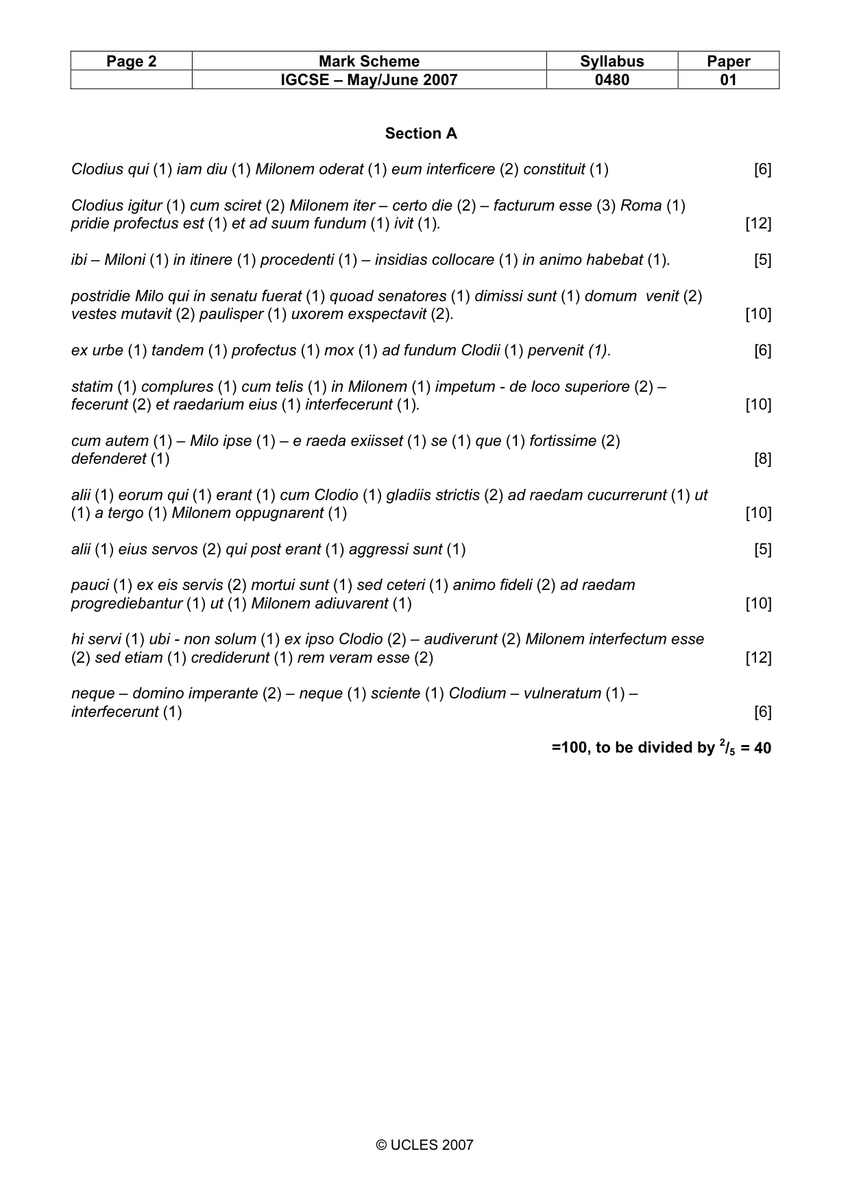 Mark scheme, page 2 of 3