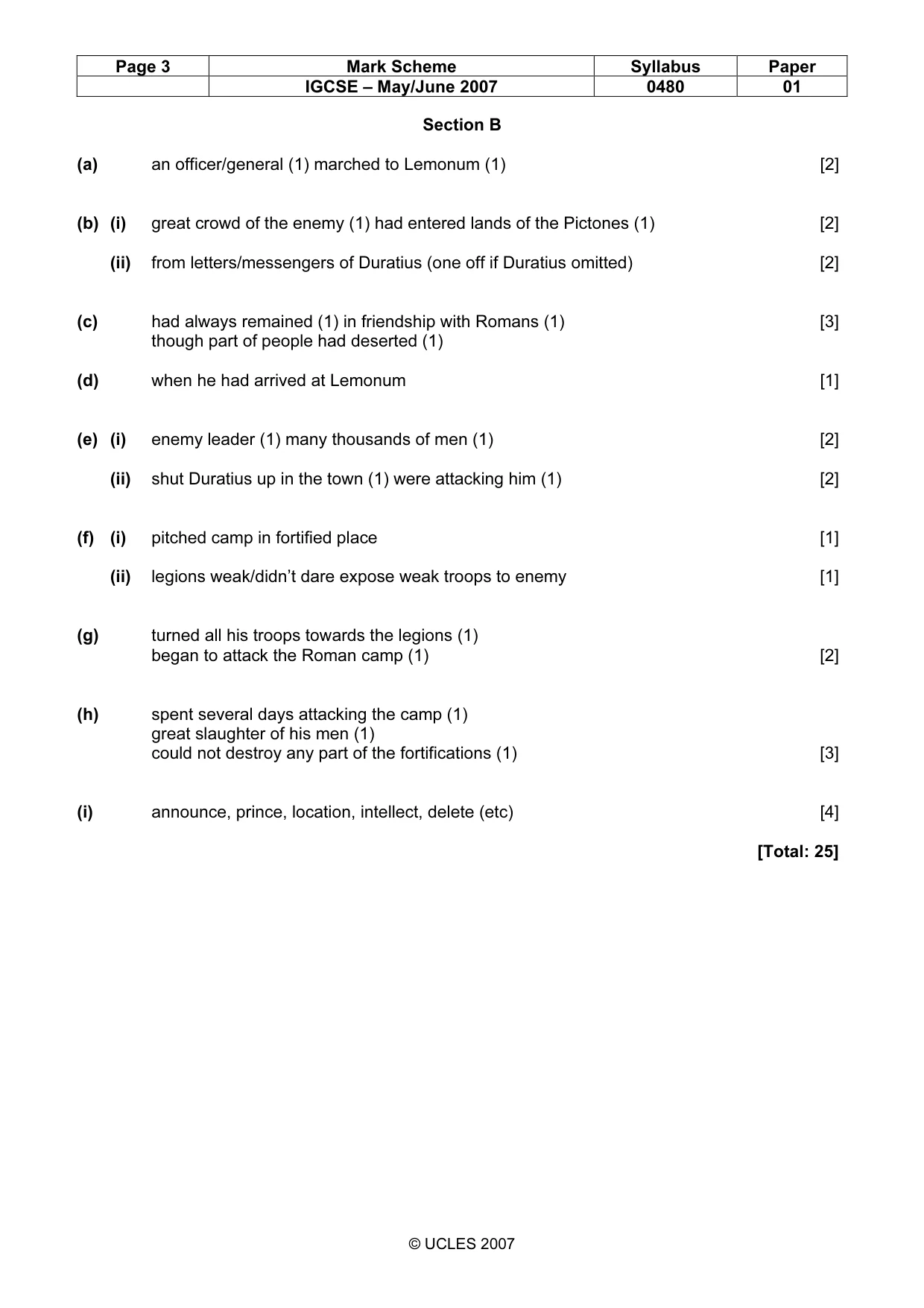 Mark scheme, page 3 of 3