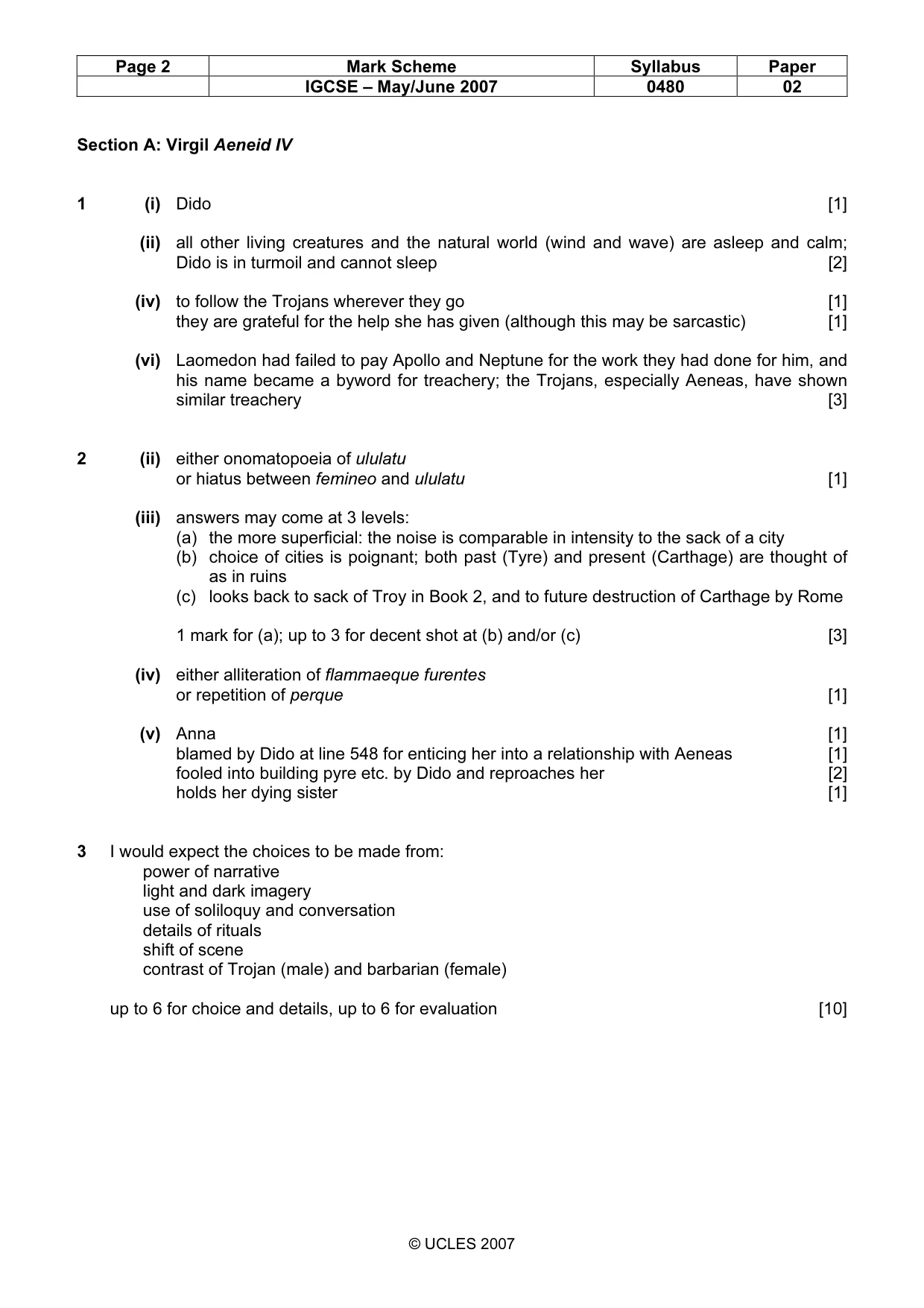 Mark scheme, page 2 of 3