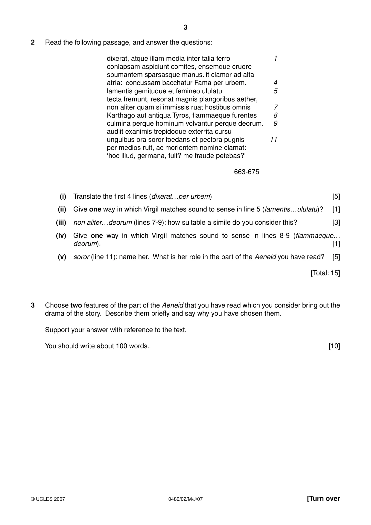 Cambridge IGCSE Latin 0480 2007 May/June Paper 2 · Variant 1 question paper, page 3 of 8