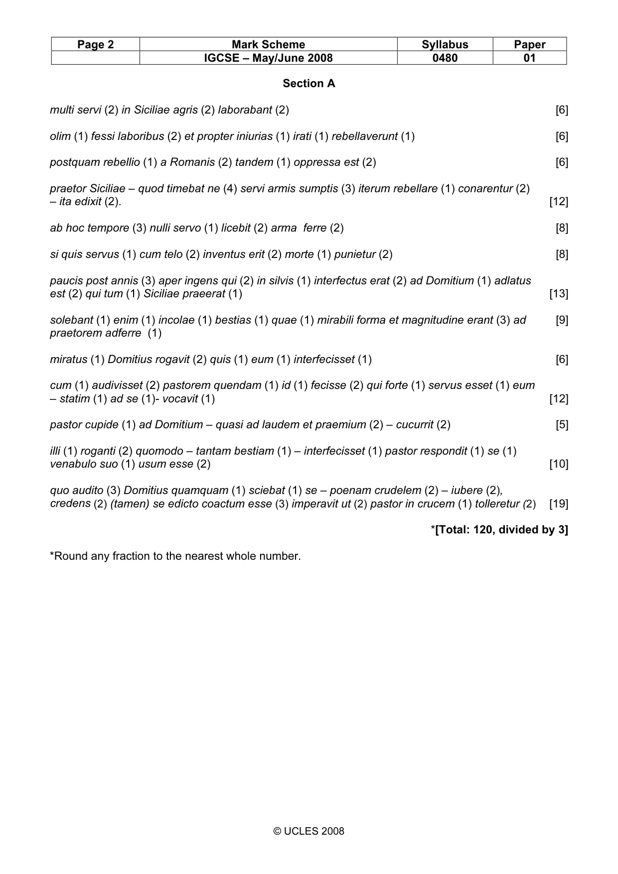 Mark scheme, page 2 of 3