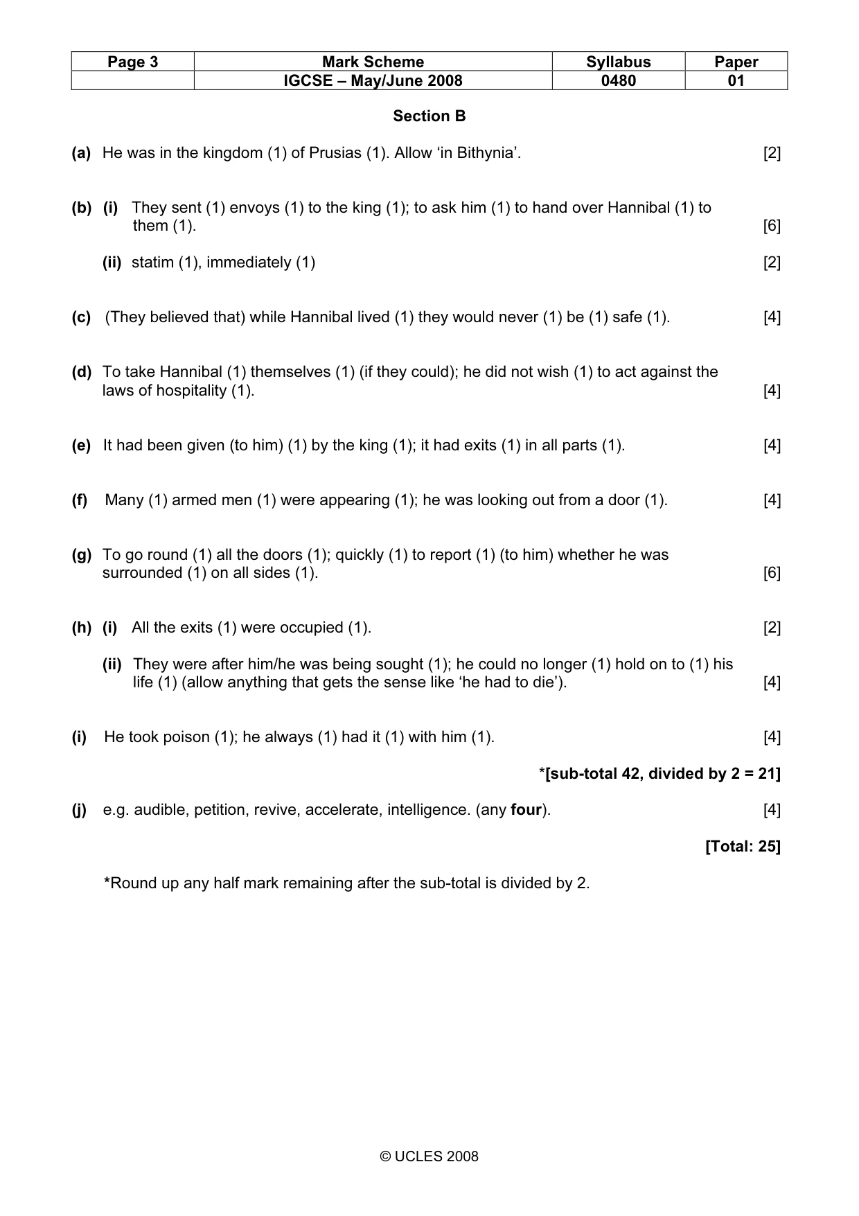 Mark scheme, page 3 of 3