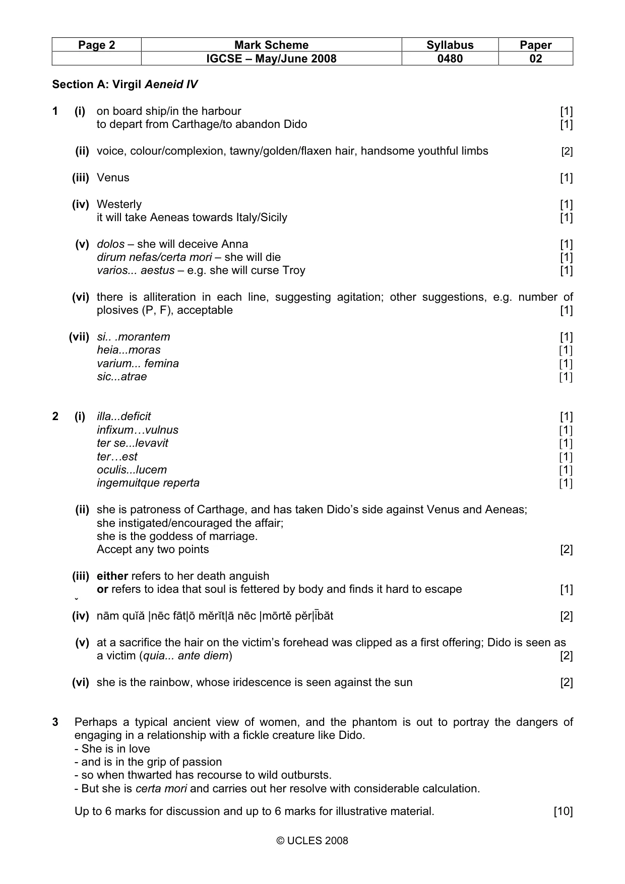Mark scheme, page 2 of 3