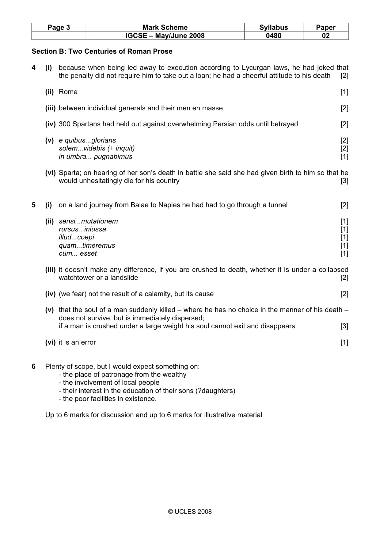 Mark scheme, page 3 of 3