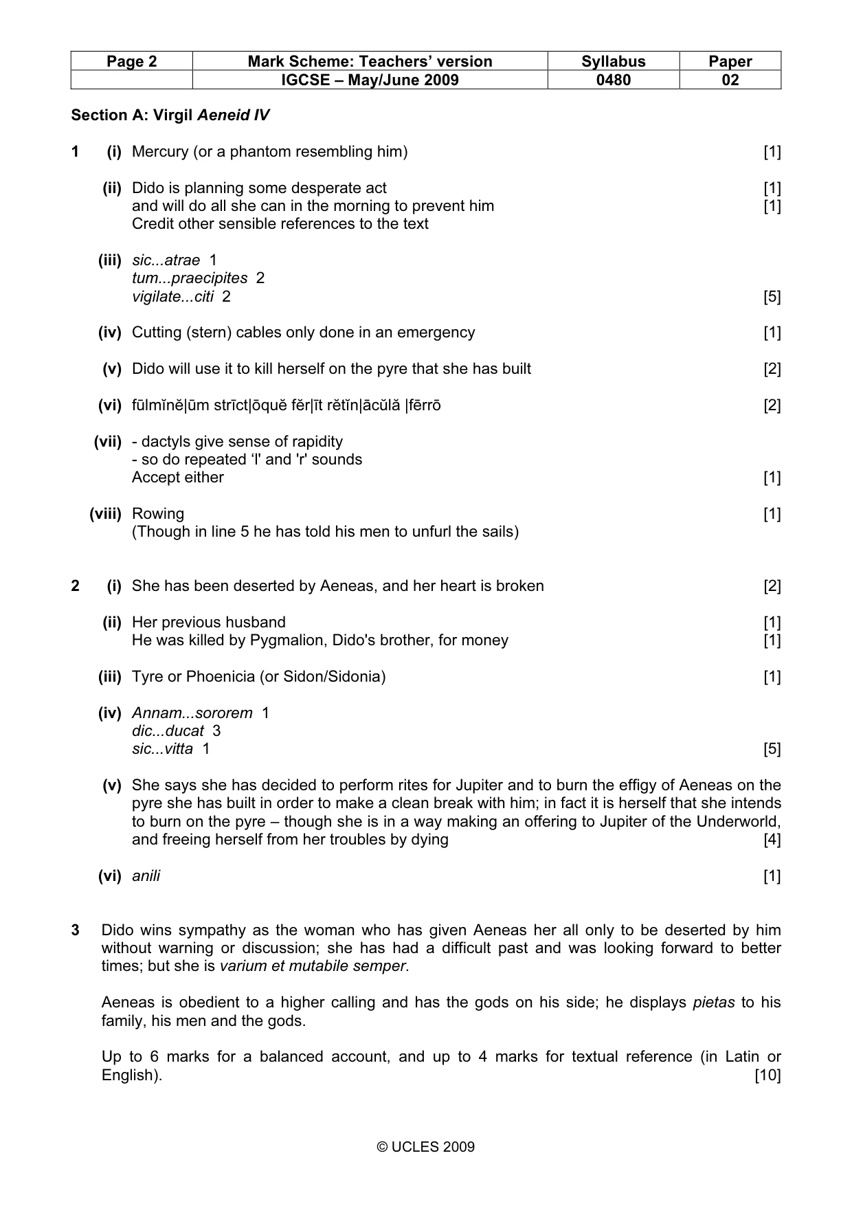 Mark scheme, page 2 of 3