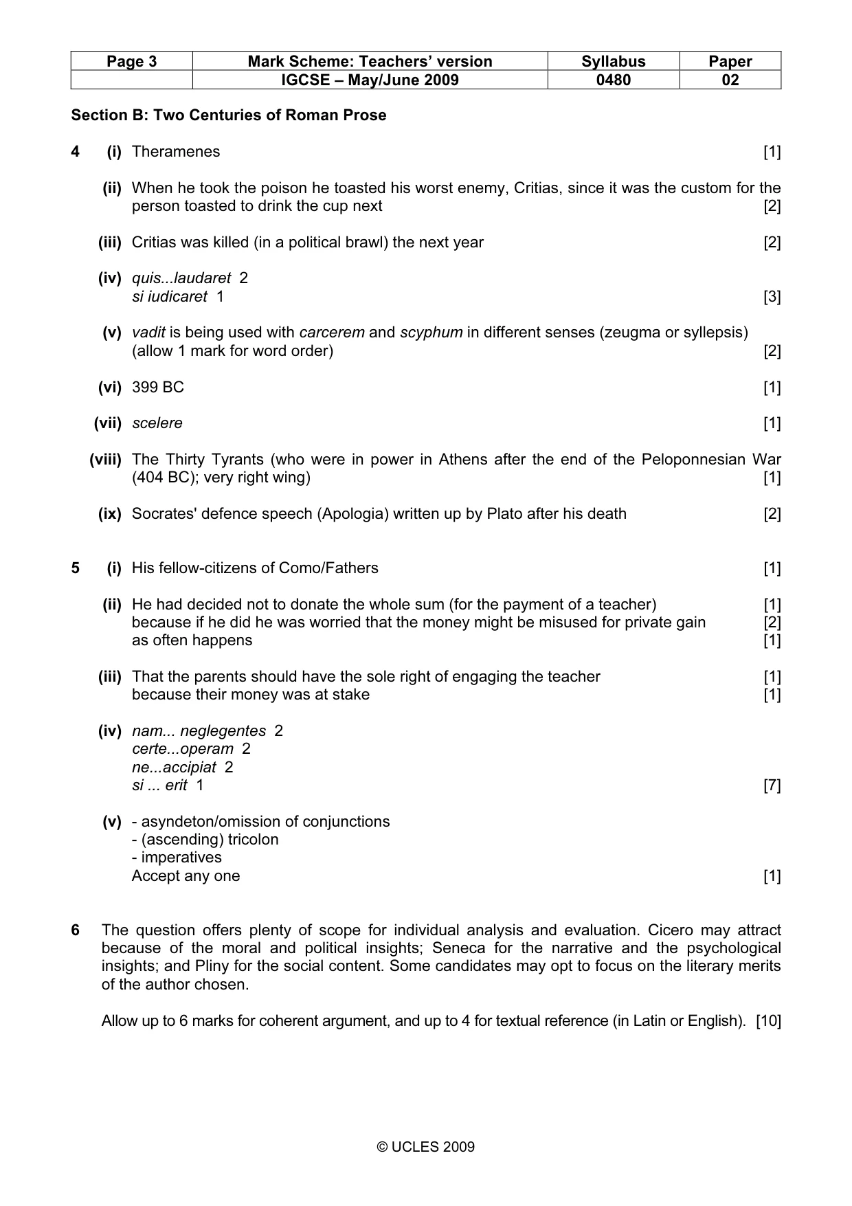 Mark scheme, page 3 of 3