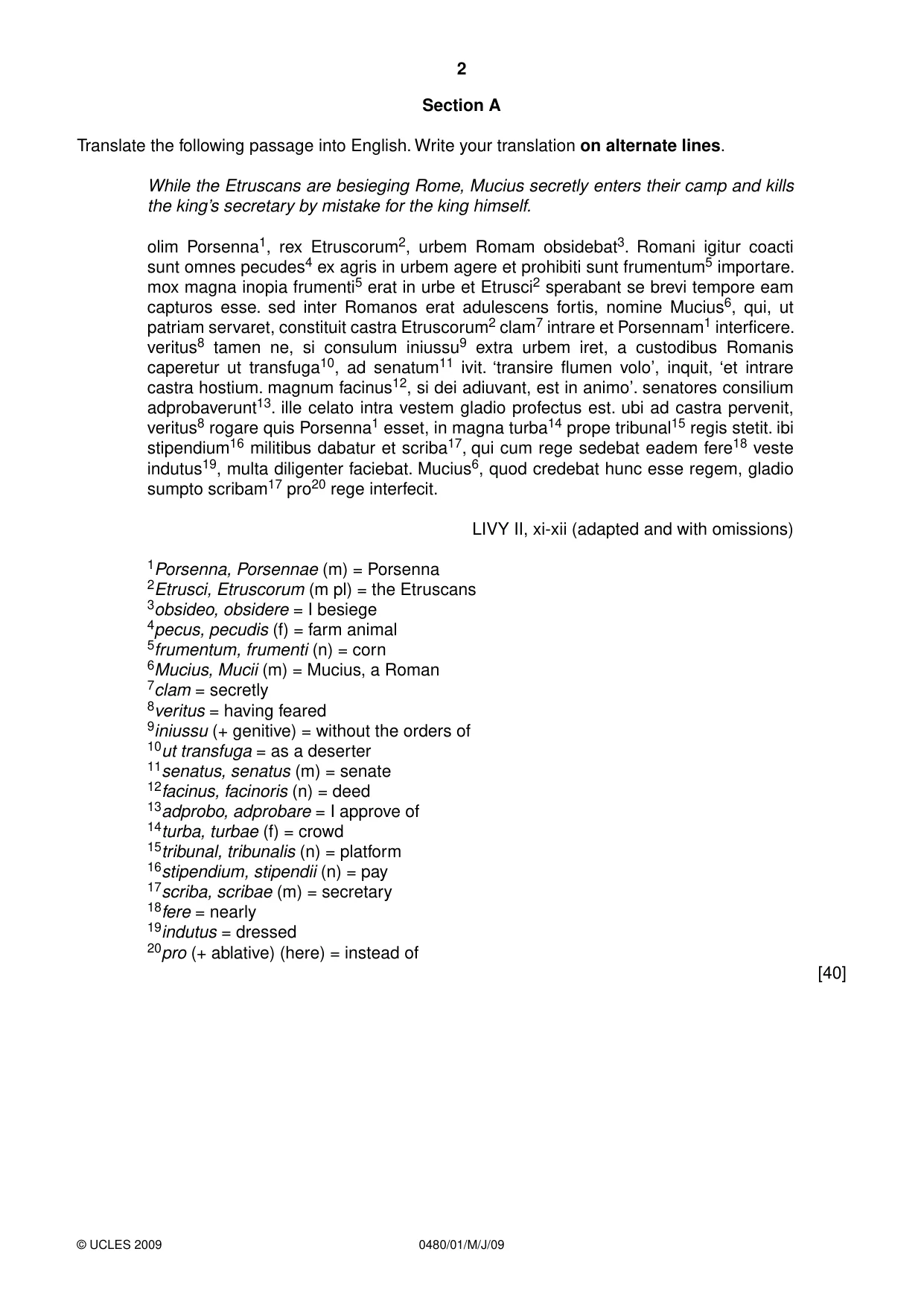 Cambridge IGCSE Latin 0480 2009 May/June Paper 1 · Variant 1 question paper, page 2 of 8