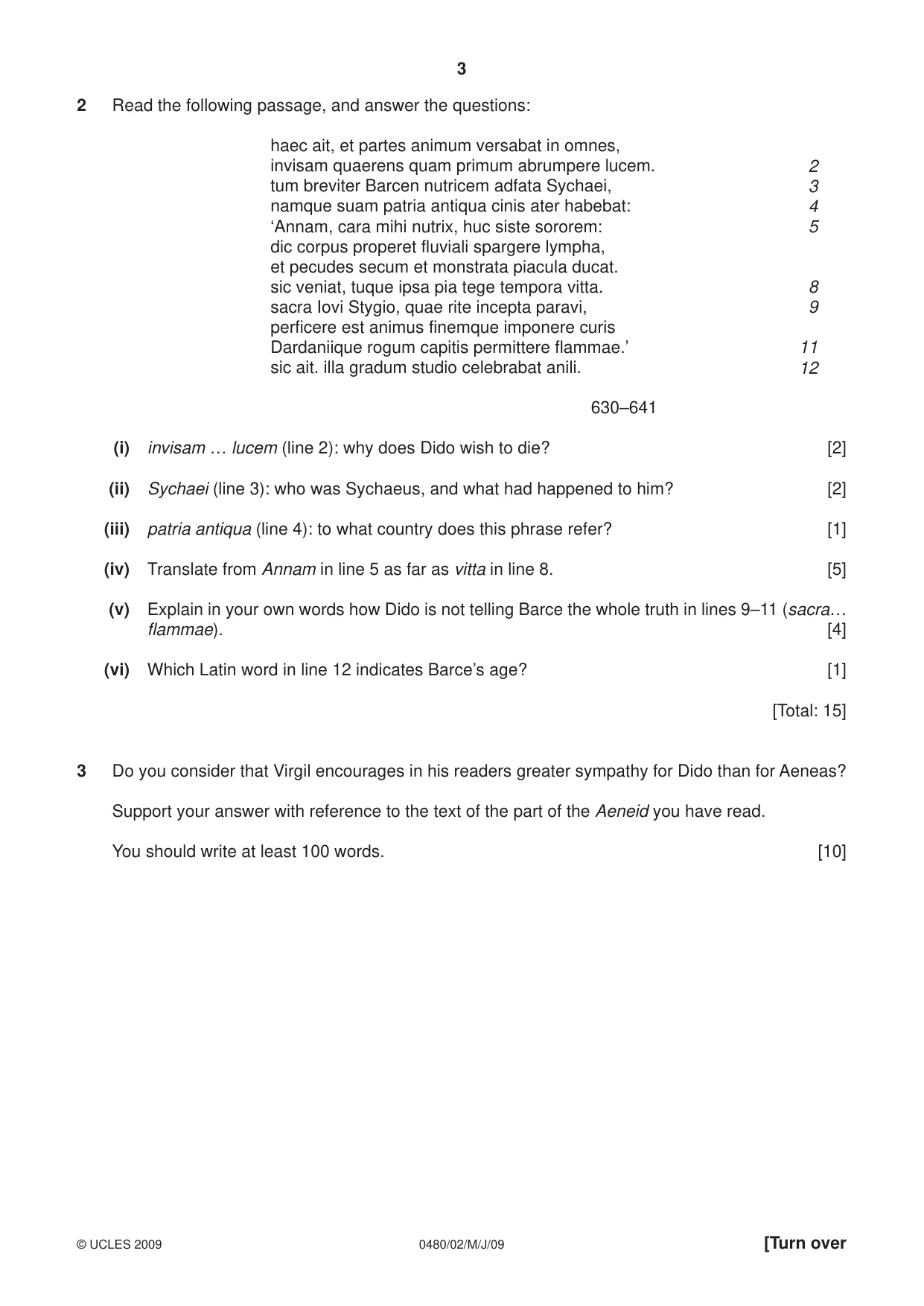 Cambridge IGCSE Latin 0480 2009 May/June Paper 2 · Variant 1 question paper, page 3 of 8