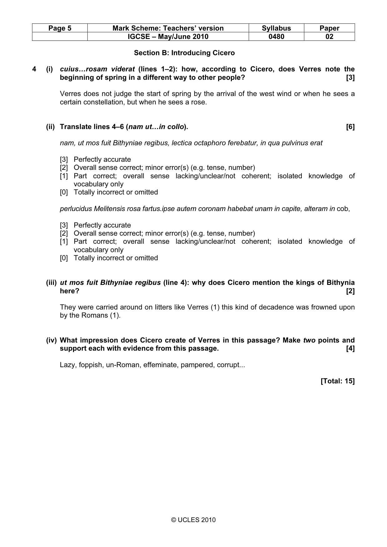 Mark scheme, page 5 of 7