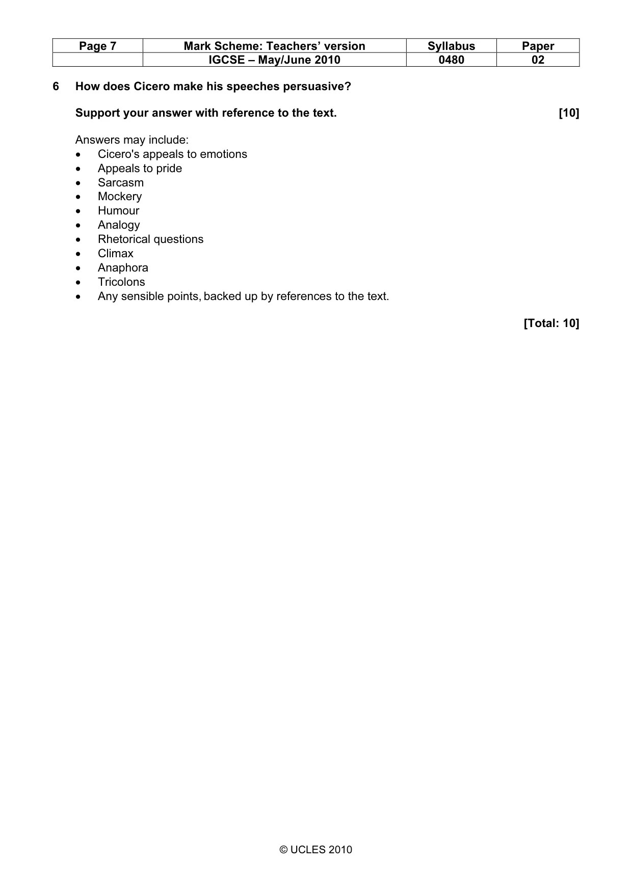 Mark scheme, page 7 of 7