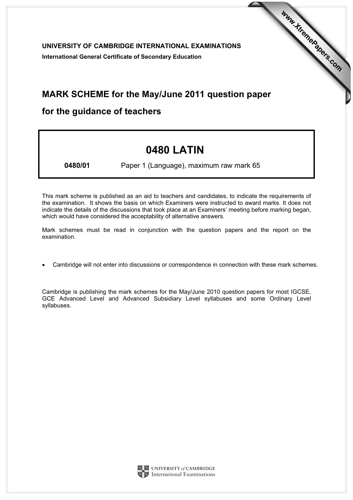 Mark scheme, page 1 of 3