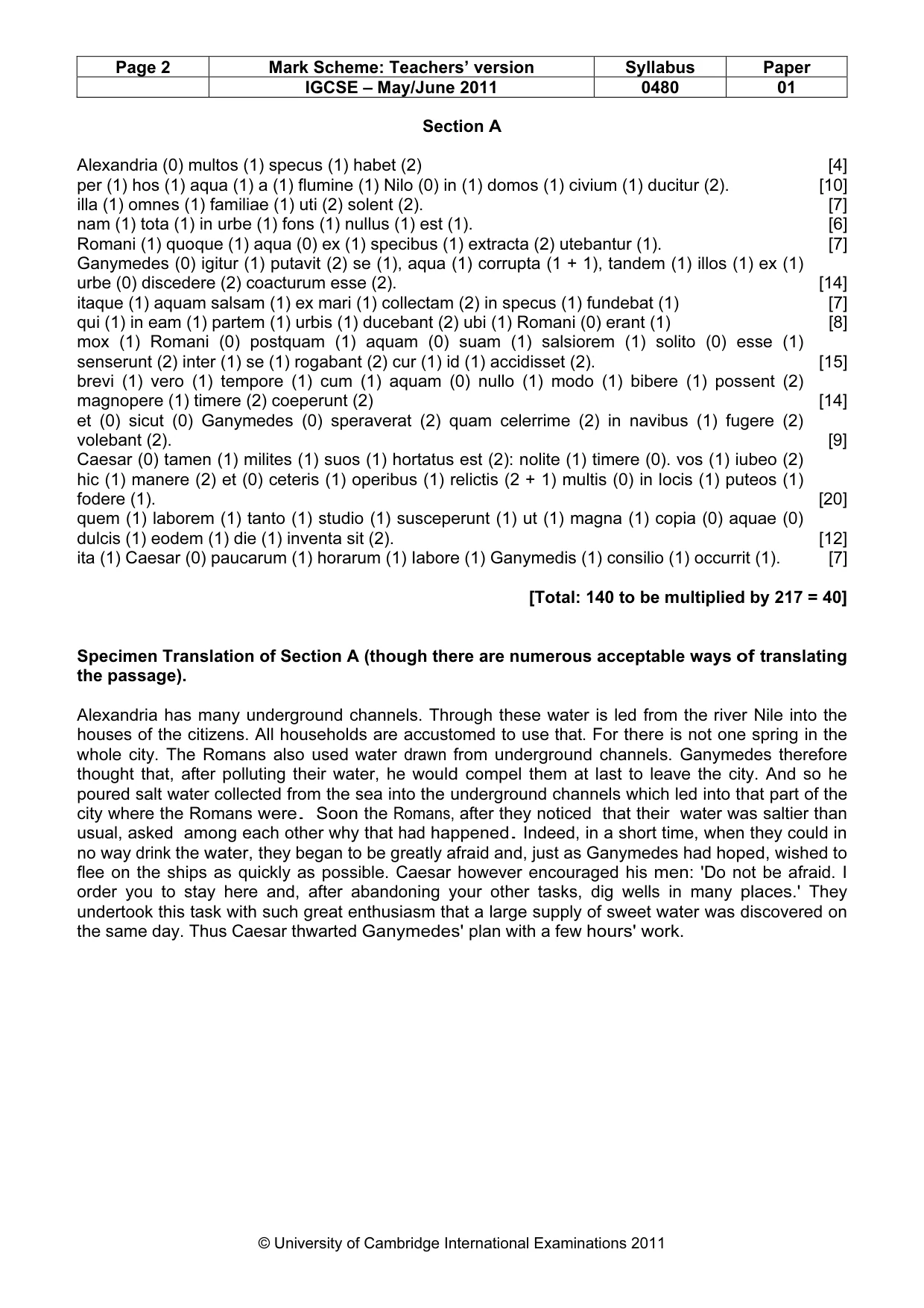 Mark scheme, page 2 of 3