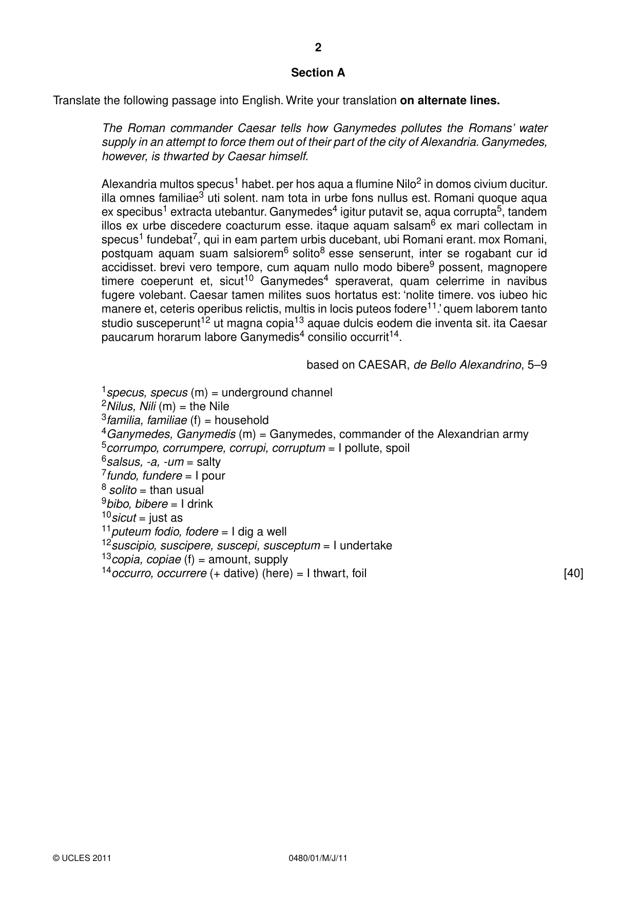 Cambridge IGCSE Latin 0480 2011 May/June Paper 1 · Variant 1 question paper, page 2 of 8