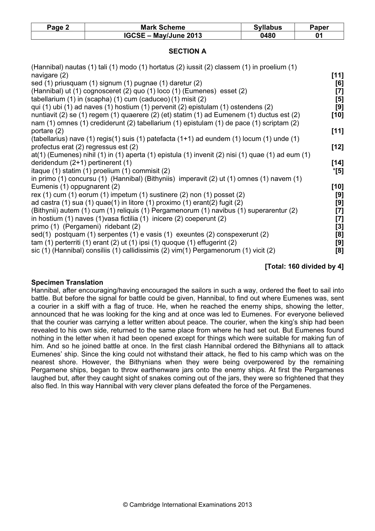 Mark scheme, page 2 of 3