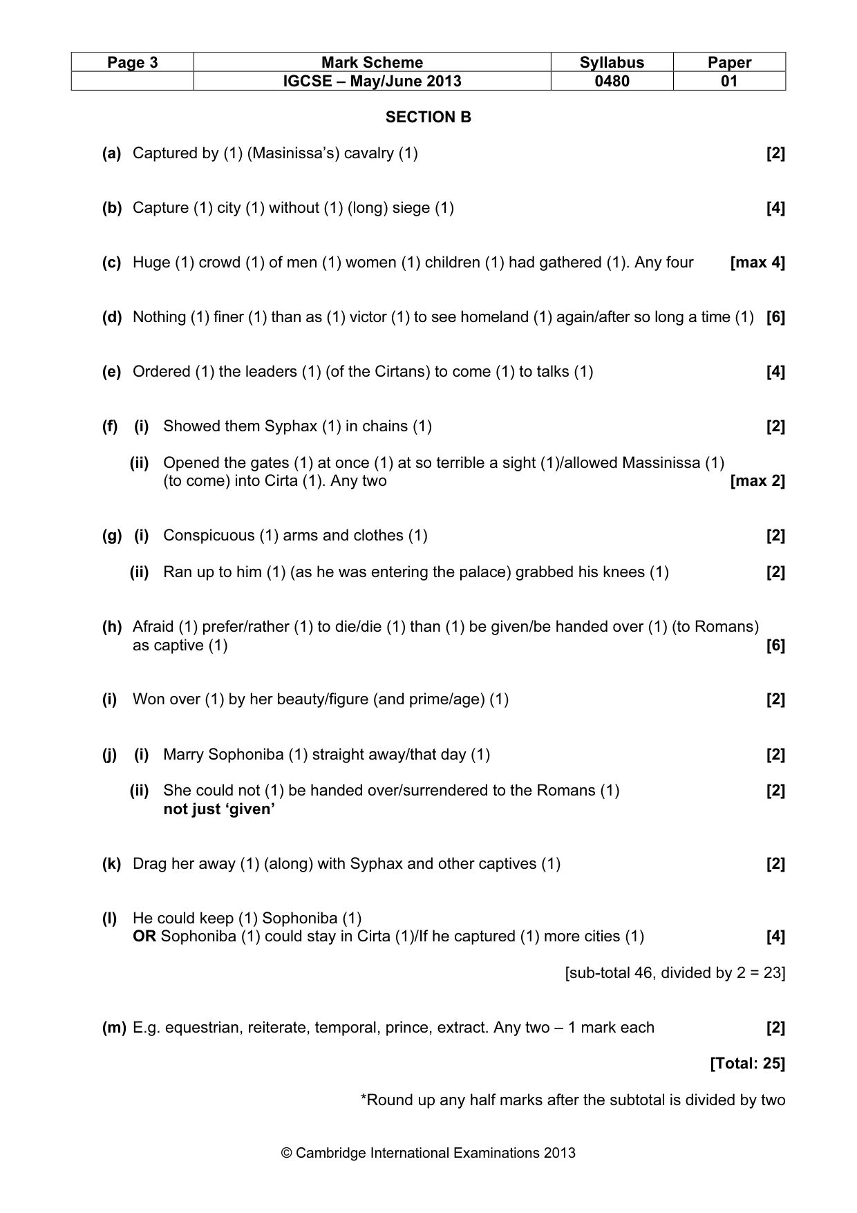 Mark scheme, page 3 of 3
