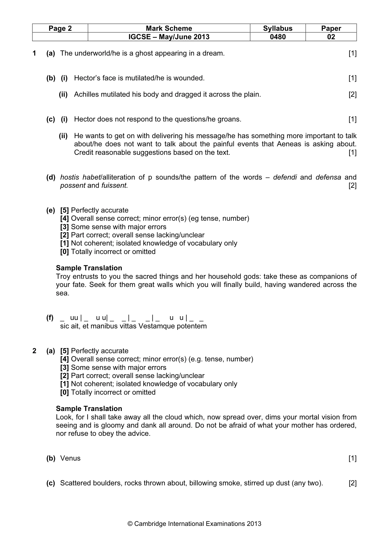 Mark scheme, page 2 of 4