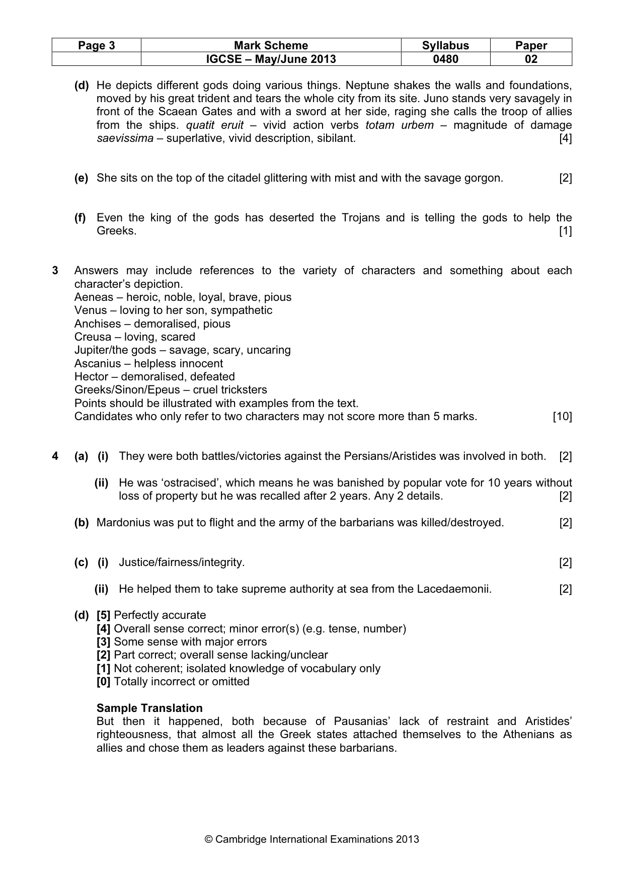 Mark scheme, page 3 of 4