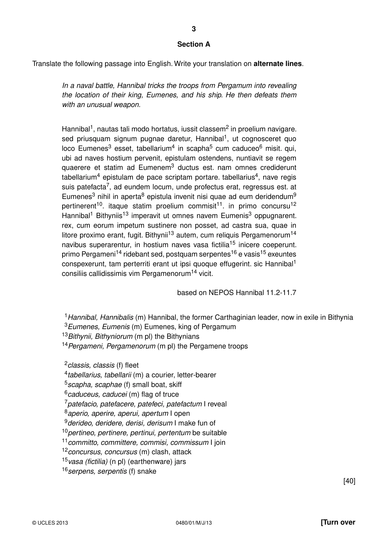 Cambridge IGCSE Latin 0480 2013 May/June Paper 1 · Variant 1 question paper, page 3 of 8