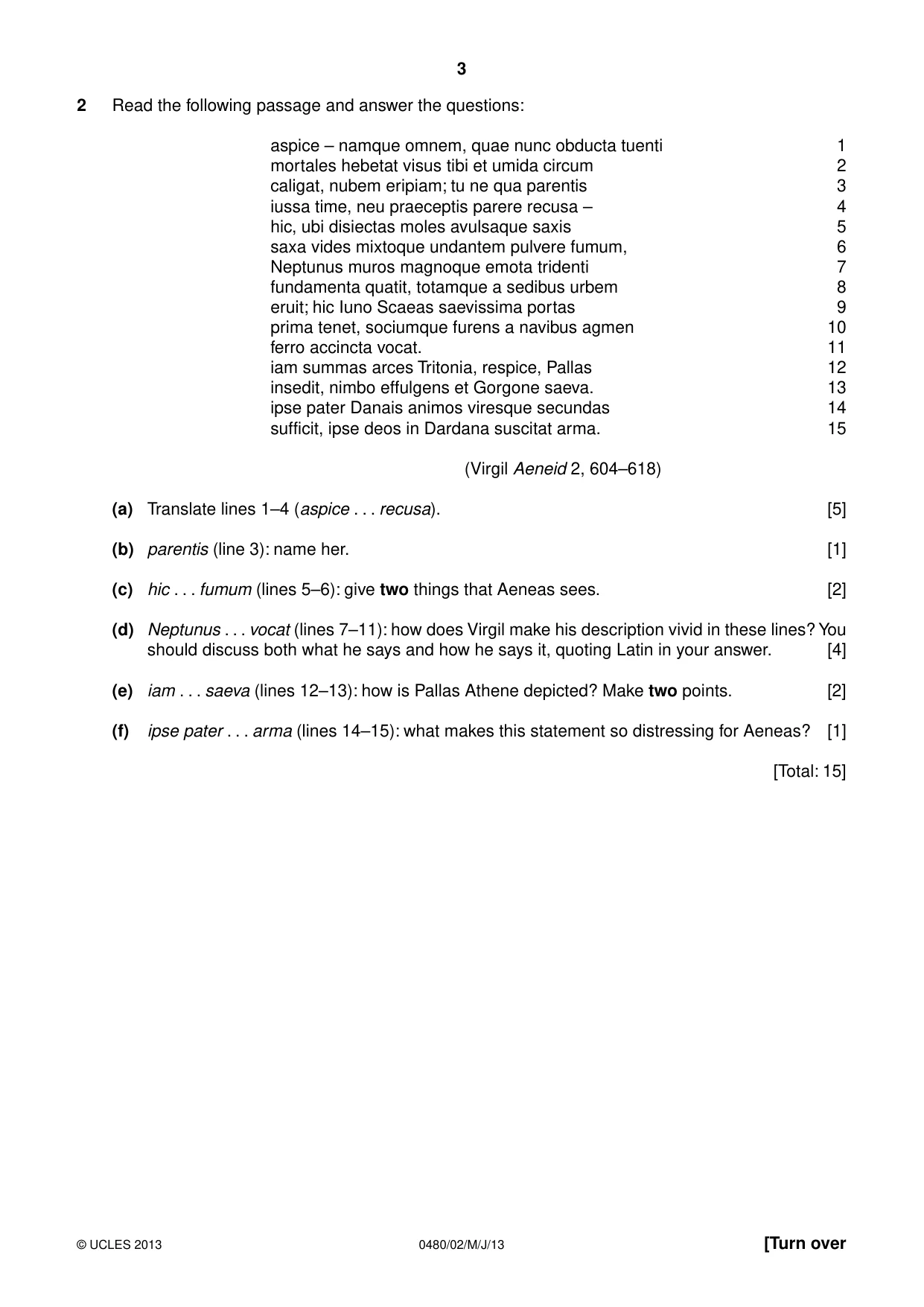 Cambridge IGCSE Latin 0480 2013 May/June Paper 2 · Variant 1 question paper, page 3 of 8