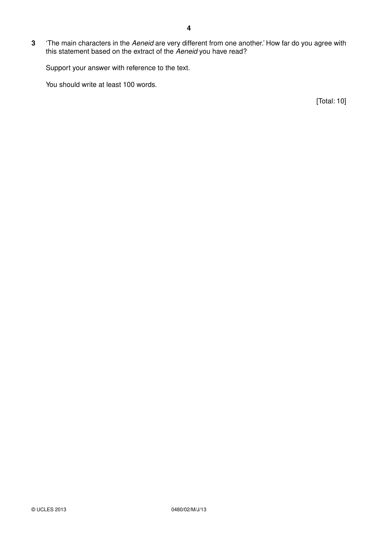 Cambridge IGCSE Latin 0480 2013 May/June Paper 2 · Variant 1 question paper, page 4 of 8