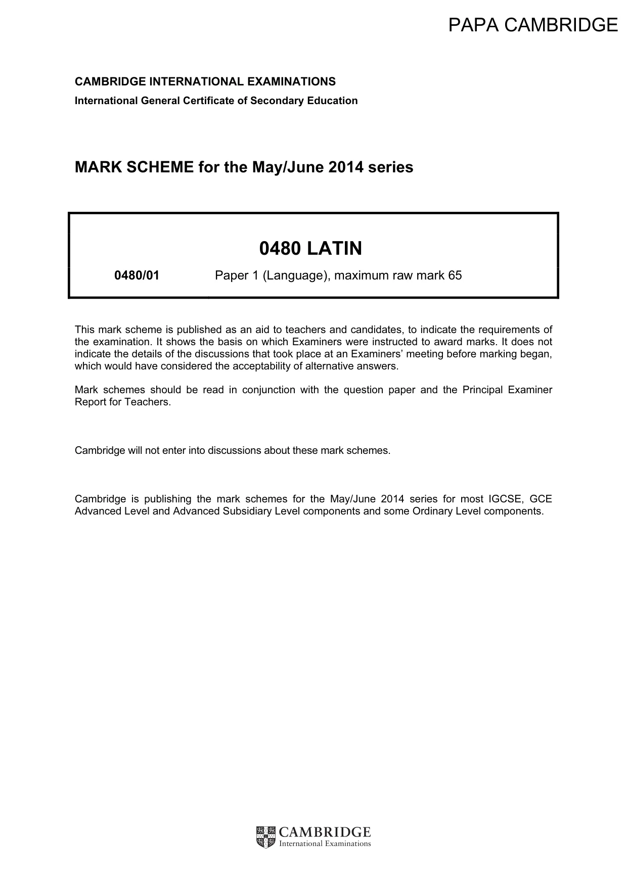Mark scheme, page 1 of 4