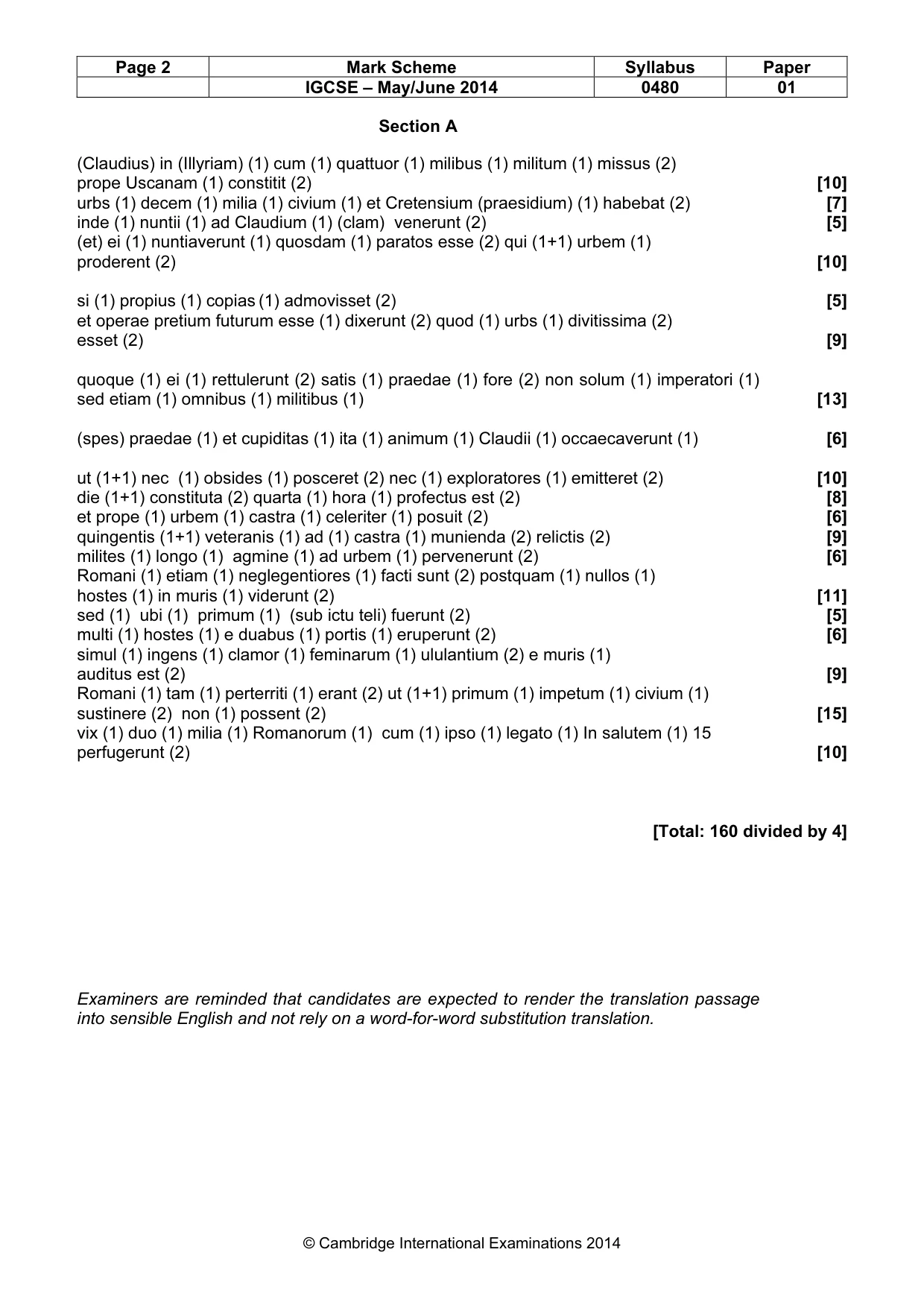 Mark scheme, page 2 of 4