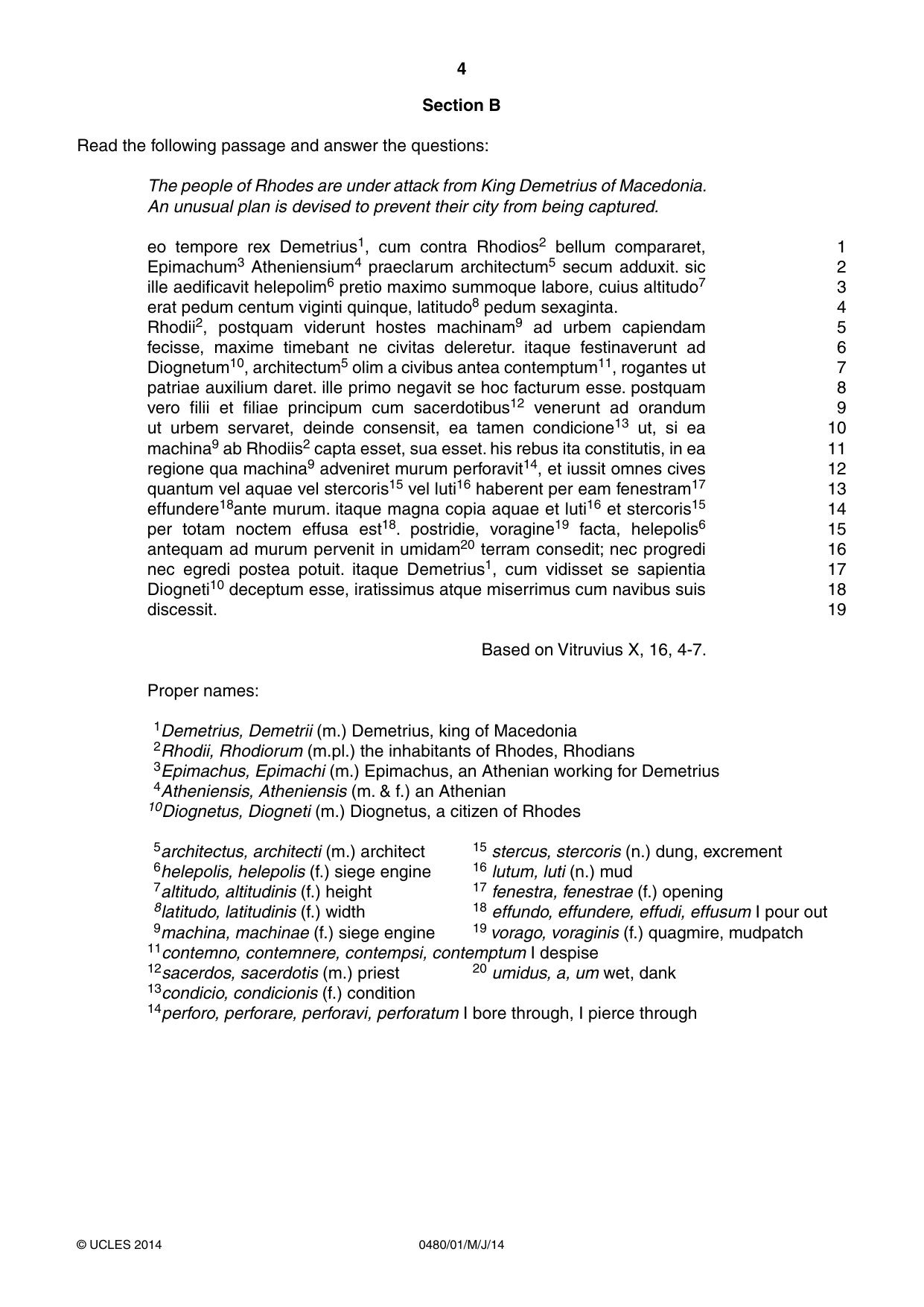 Cambridge IGCSE Latin 0480 2014 May/June Paper 1 · Variant 1 question paper, page 4 of 8