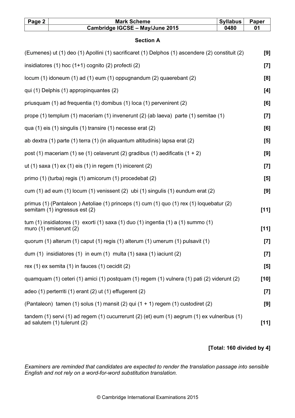 Mark scheme, page 2 of 4