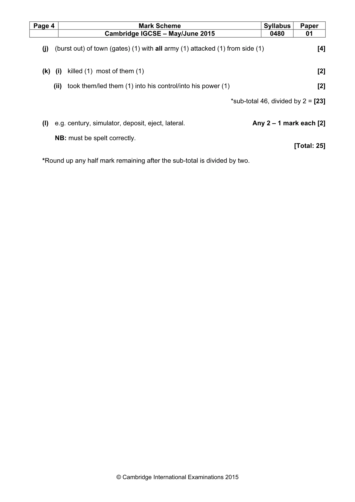 Mark scheme, page 4 of 4