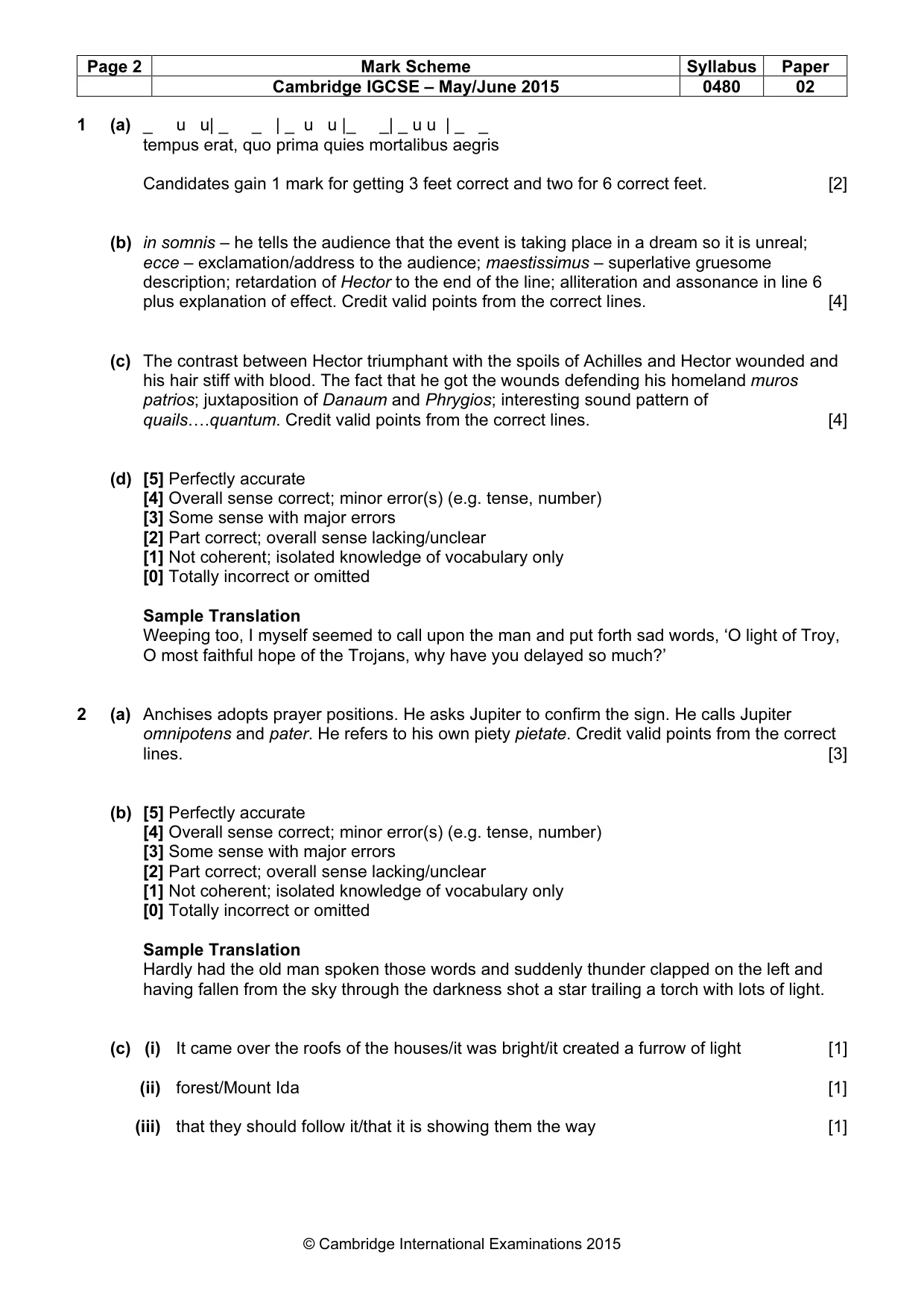 Mark scheme, page 2 of 4