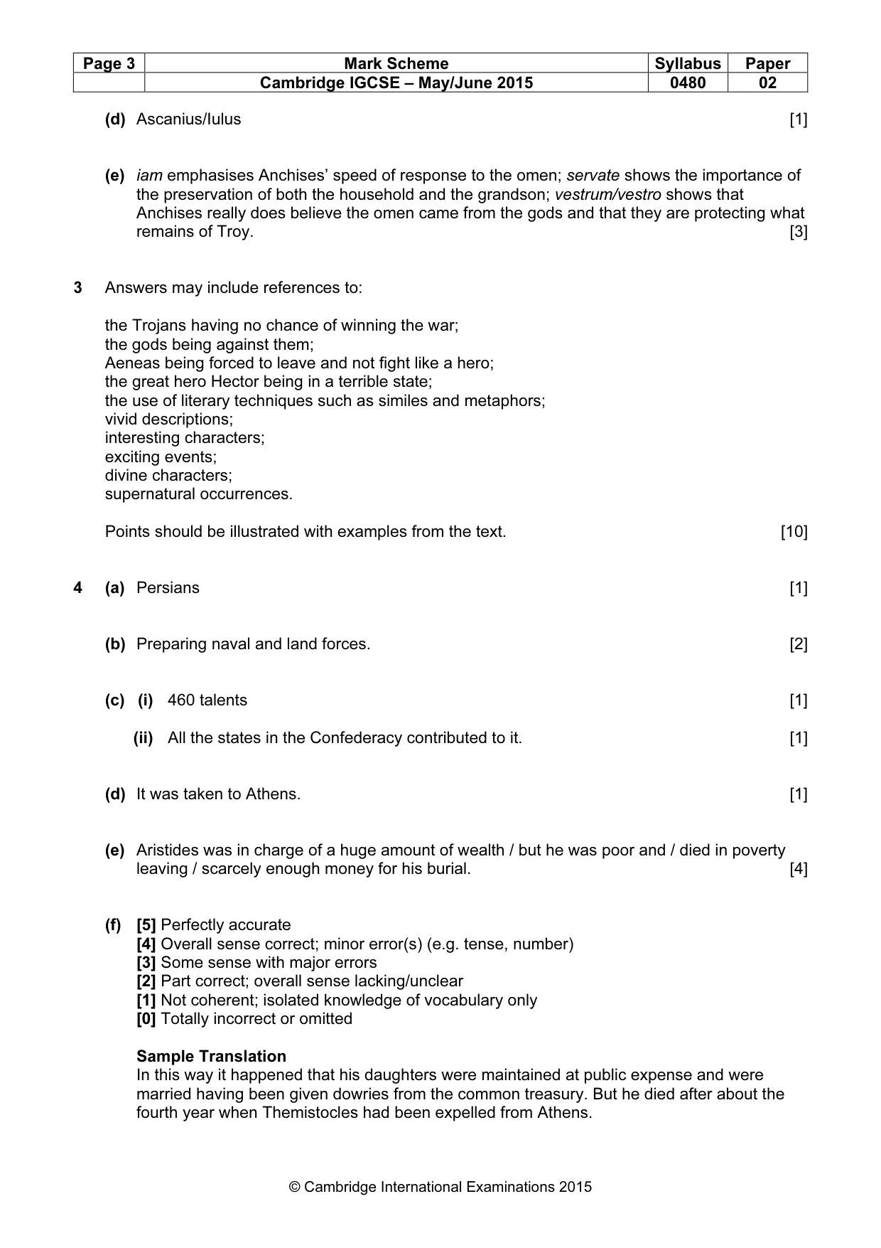 Mark scheme, page 3 of 4