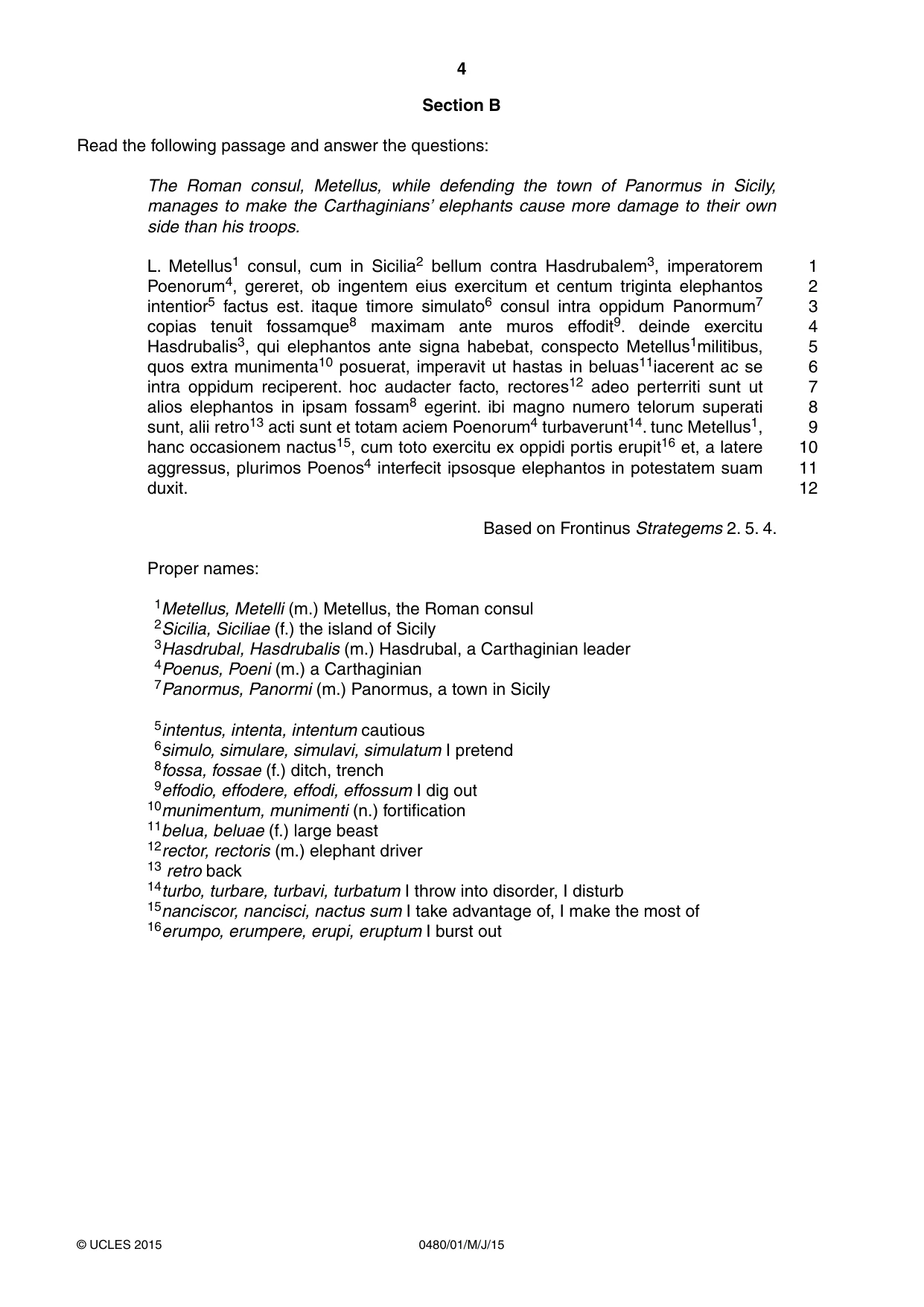 Cambridge IGCSE Latin 0480 2015 May/June Paper 1 · Variant 1 question paper, page 4 of 8