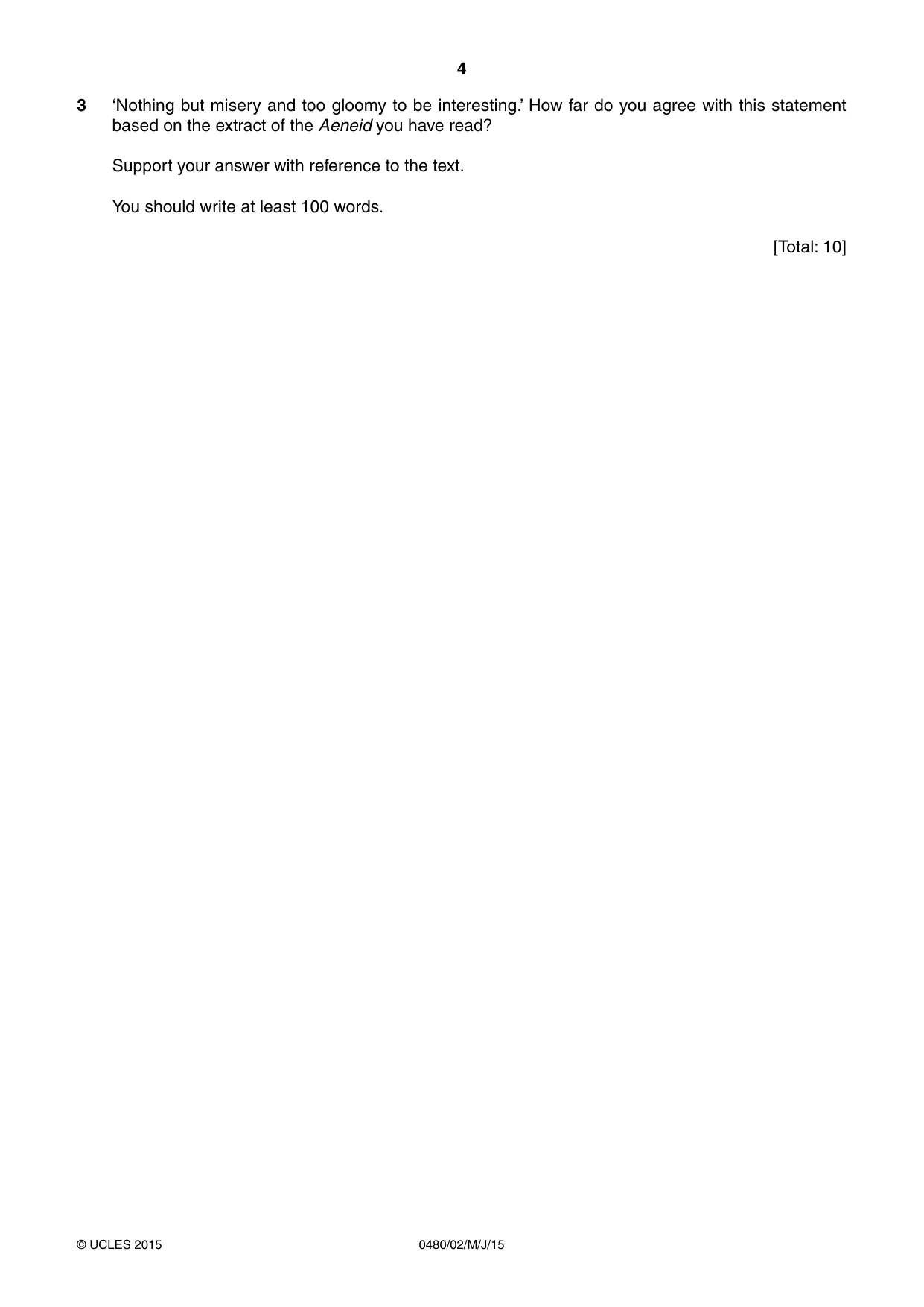 Cambridge IGCSE Latin 0480 2015 May/June Paper 2 · Variant 1 question paper, page 4 of 8