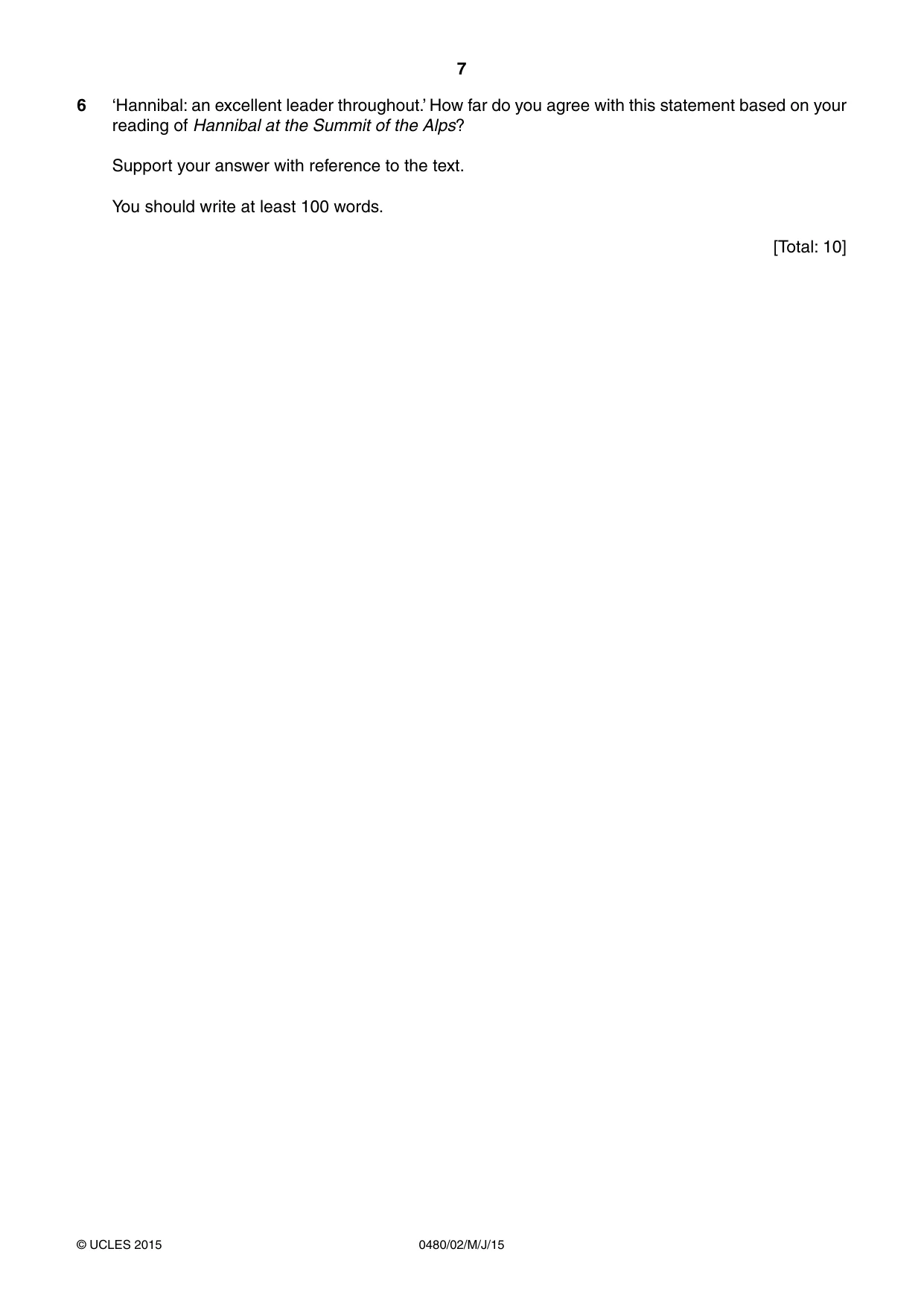 Cambridge IGCSE Latin 0480 2015 May/June Paper 2 · Variant 1 question paper, page 7 of 8