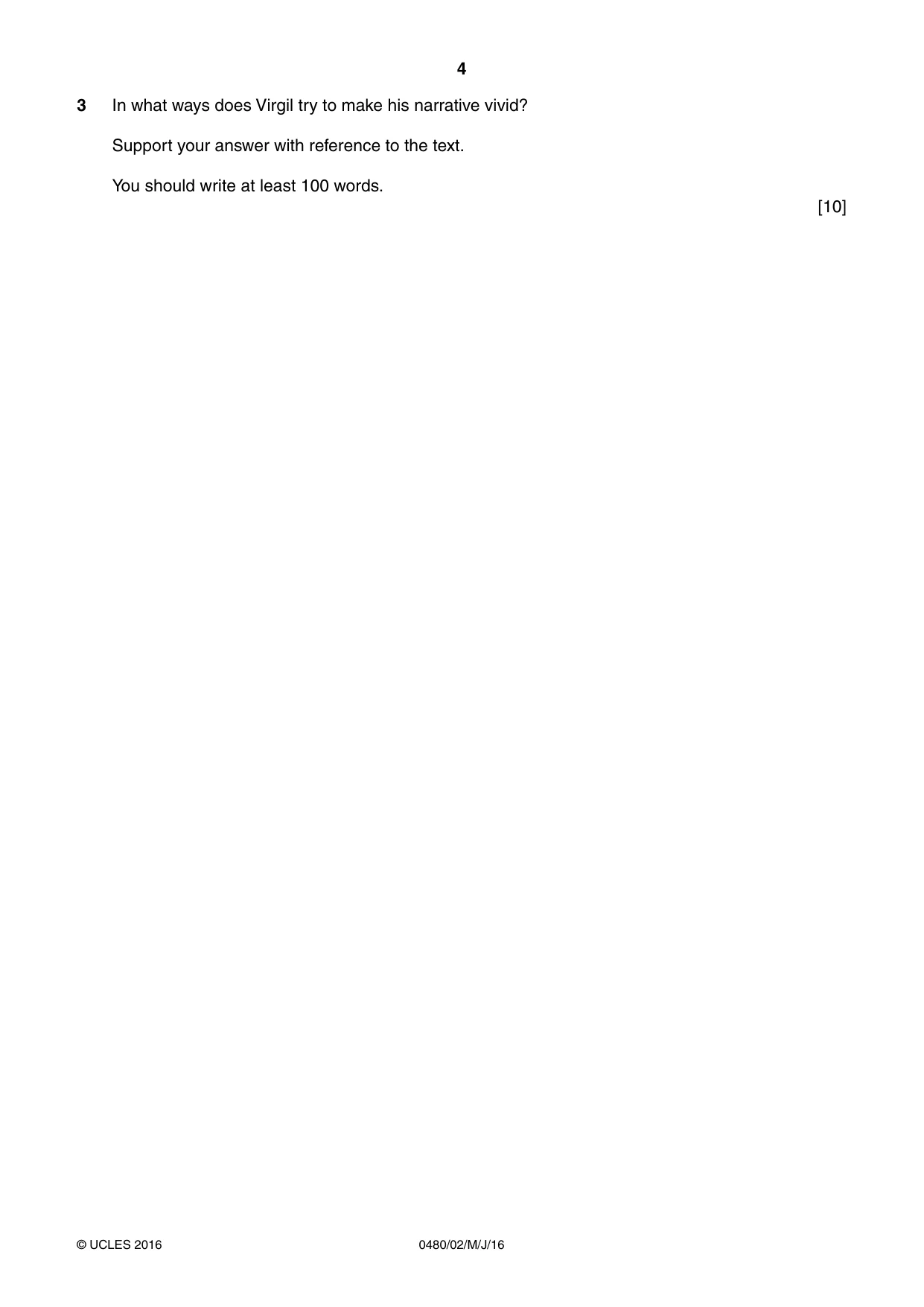 Cambridge IGCSE Latin 0480 2016 May/June Paper 2 · Variant 0 question paper, page 4 of 8