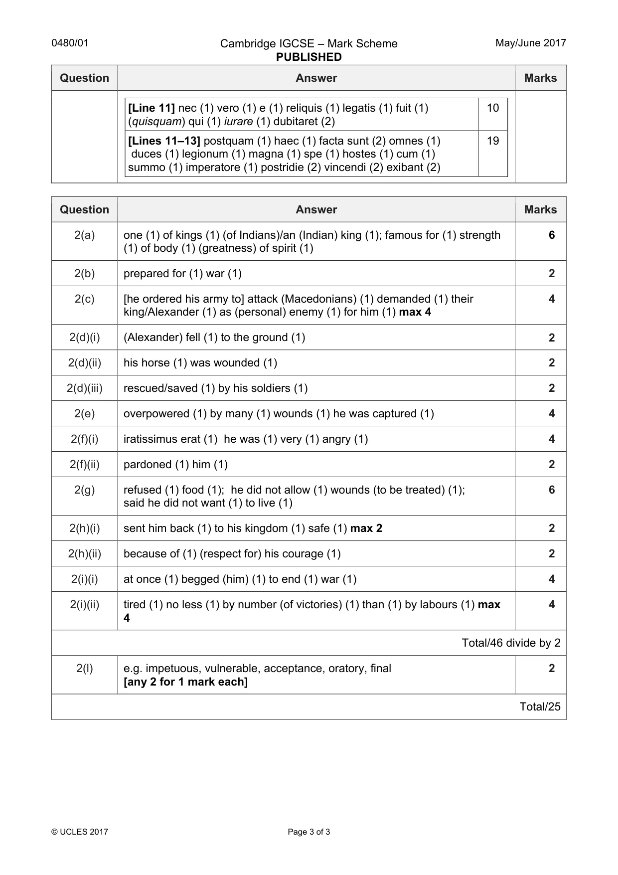 Mark scheme, page 3 of 3