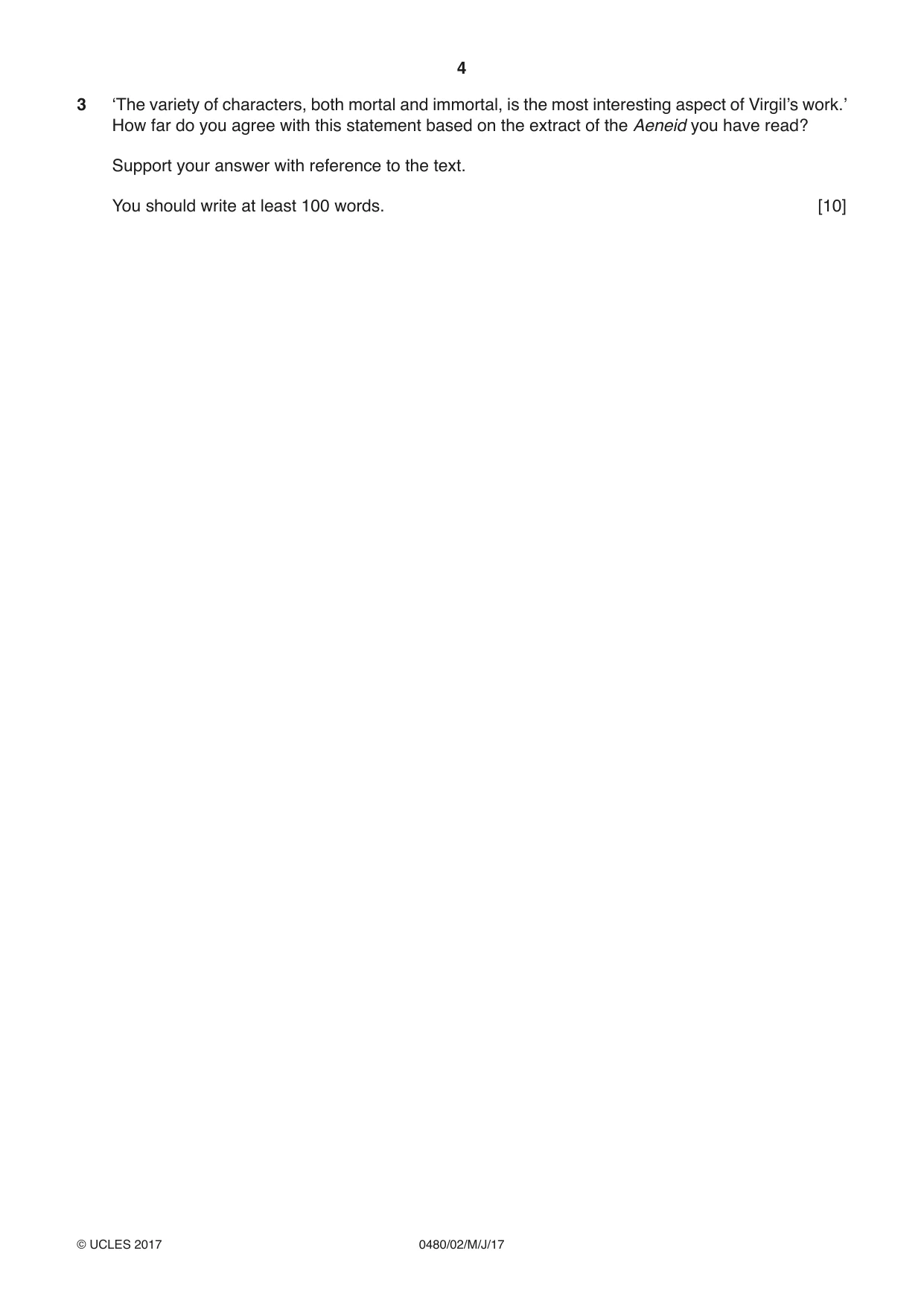 Cambridge IGCSE Latin 0480 2017 May/June Paper 2 · Variant 1 question paper, page 4 of 8