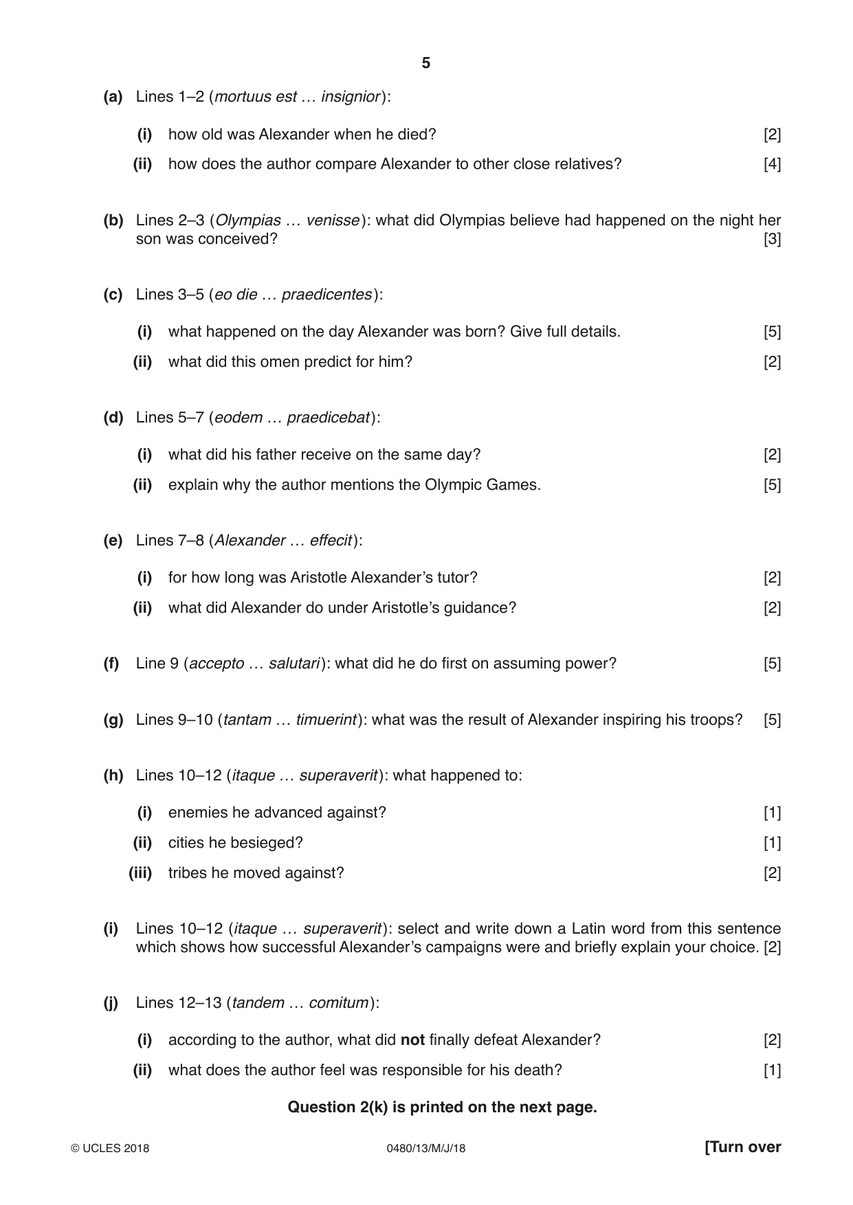 Cambridge IGCSE Latin 0480 2018 May/June Paper 1 · Variant 3 question paper, page 5 of 8