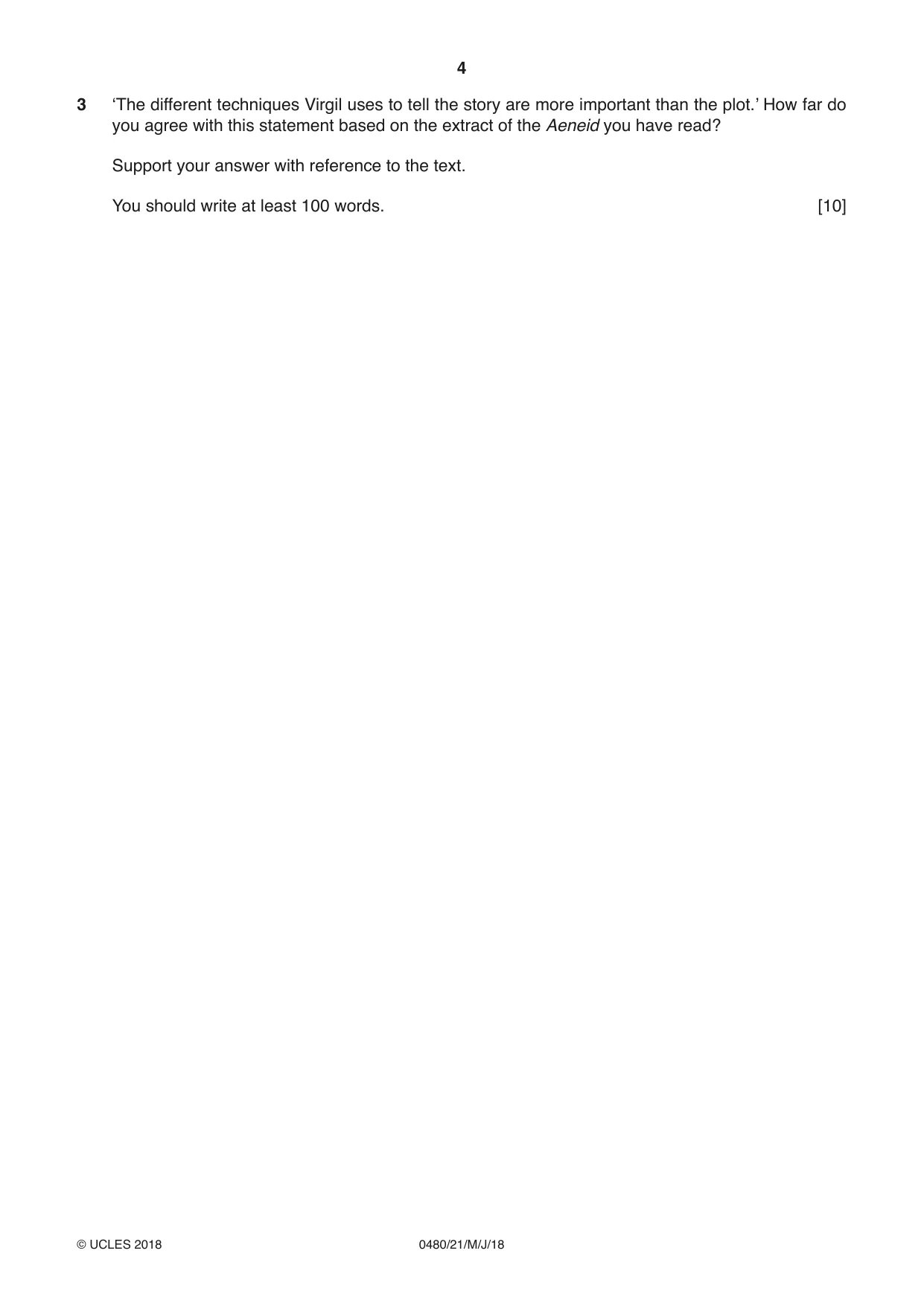 Cambridge IGCSE Latin 0480 2018 May/June Paper 2 · Variant 1 question paper, page 4 of 8