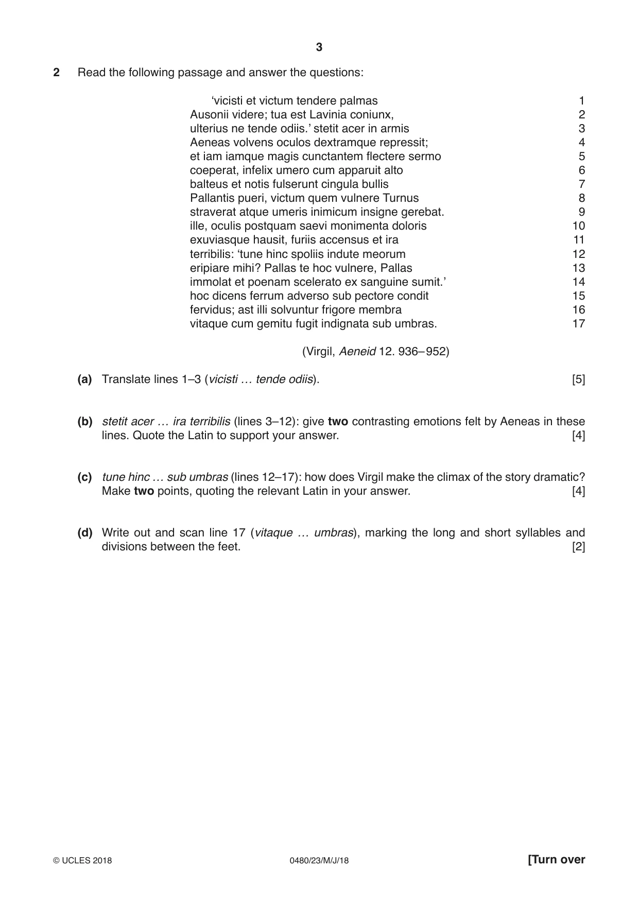 Cambridge IGCSE Latin 0480 2018 May/June Paper 2 · Variant 3 question paper, page 3 of 8
