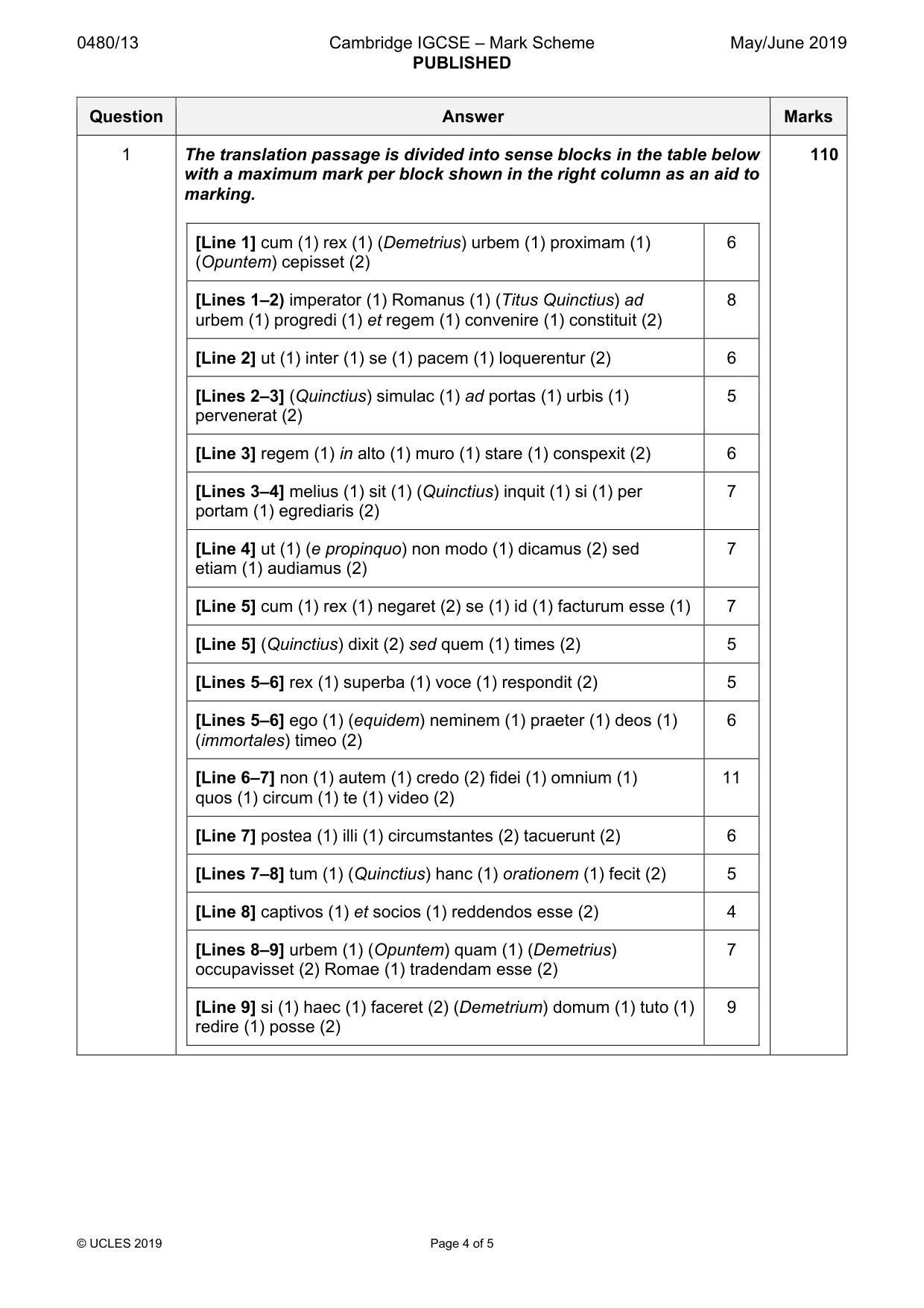 Mark scheme, page 4 of 5