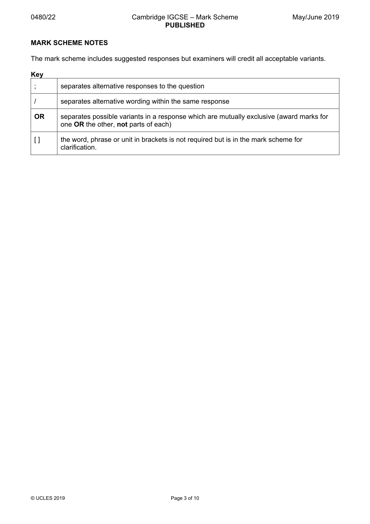 Mark scheme, page 3 of 10