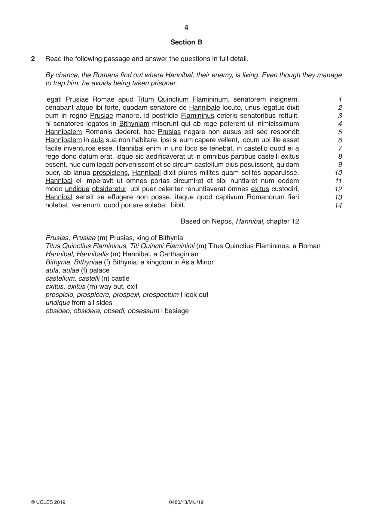 Cambridge IGCSE Latin 0480 2019 May/June Paper 1 · Variant 3 question paper, page 4 of 8