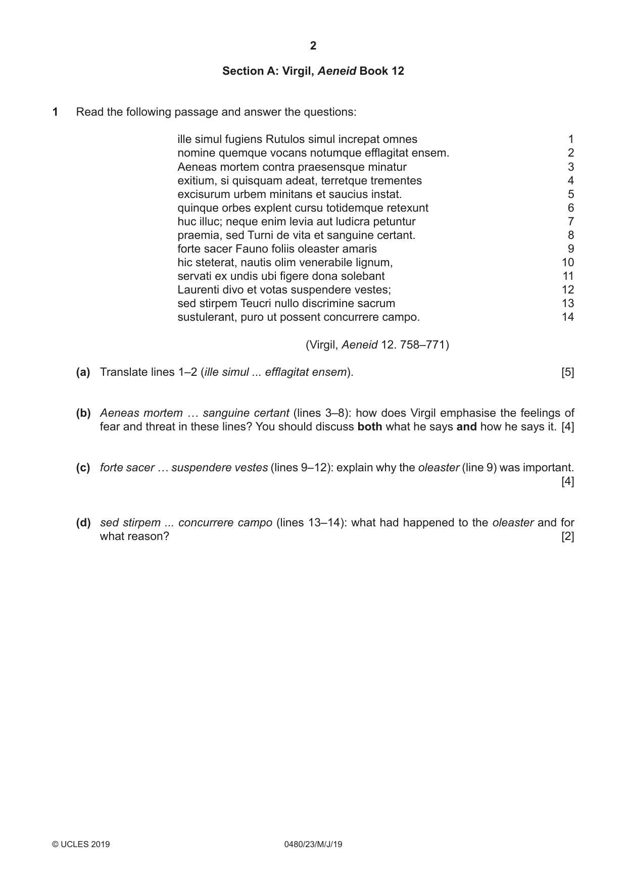 Cambridge IGCSE Latin 0480 2019 May/June Paper 2 · Variant 3 question paper, page 2 of 8